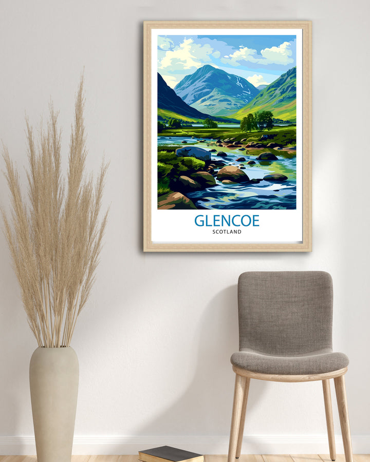 Glencoe Scotland Travel Poster Wall Art Glencoe Wall Hanging Home Décor Glencoe Gift Art Lovers Scotland Art Lover Gift Poster Art