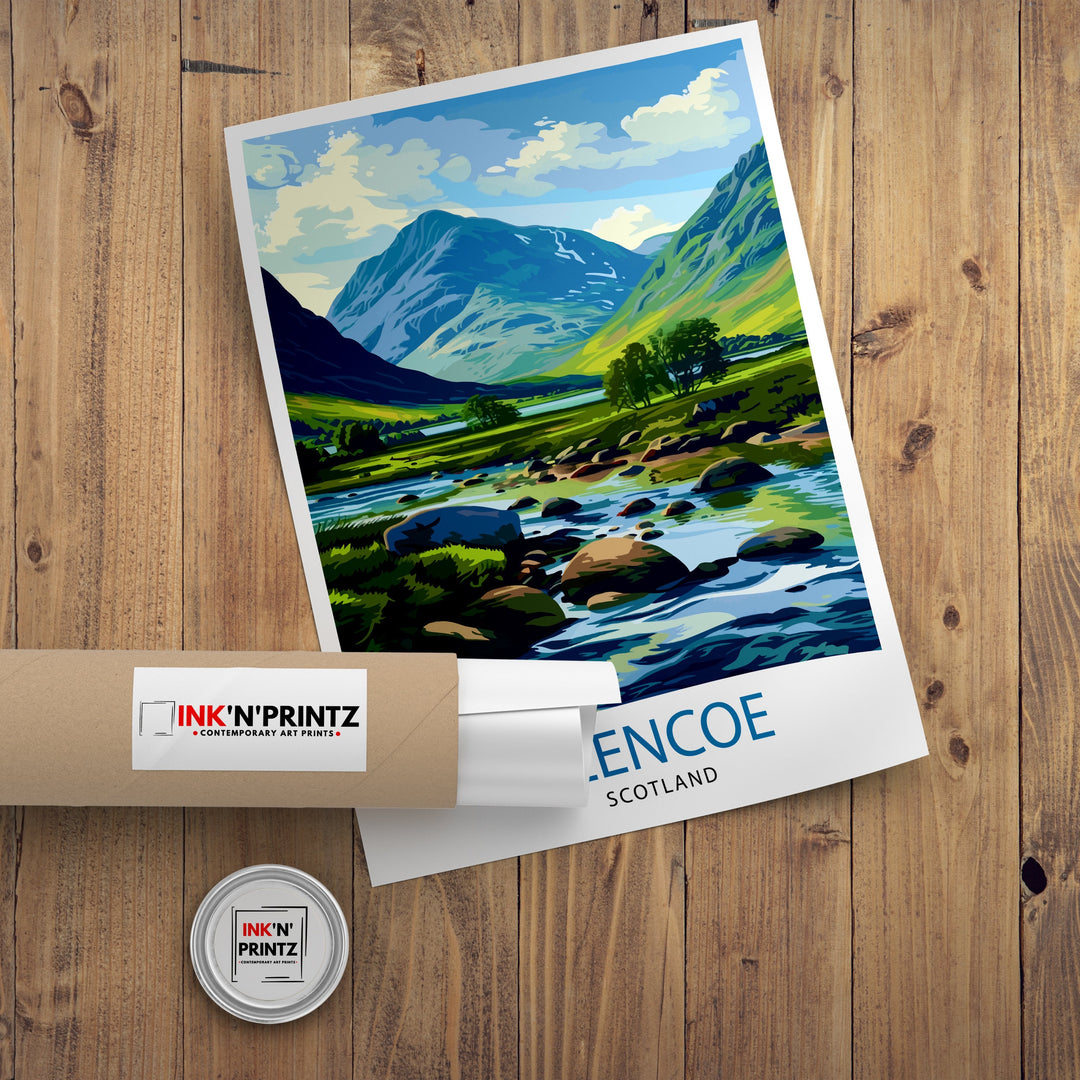 Glencoe Scotland Travel Poster Wall Art Glencoe Wall Hanging Home Décor Glencoe Gift Art Lovers Scotland Art Lover Gift Poster Art