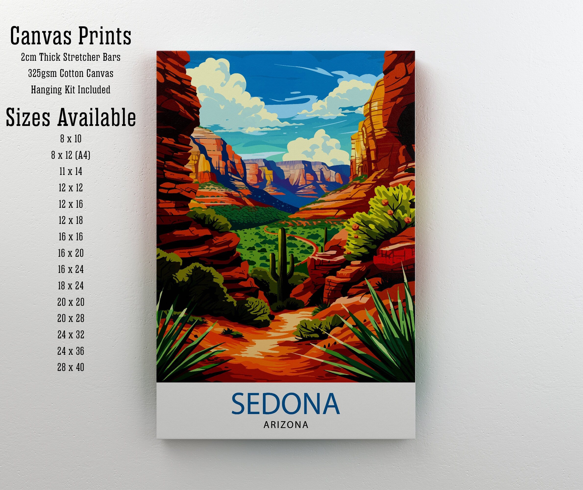 Sedona Arizona Travel Print Sedona Wall Decor Sedona Home Living Decor Sedona Arizona Illustration Travel Poster Gift for Sedona Arizona