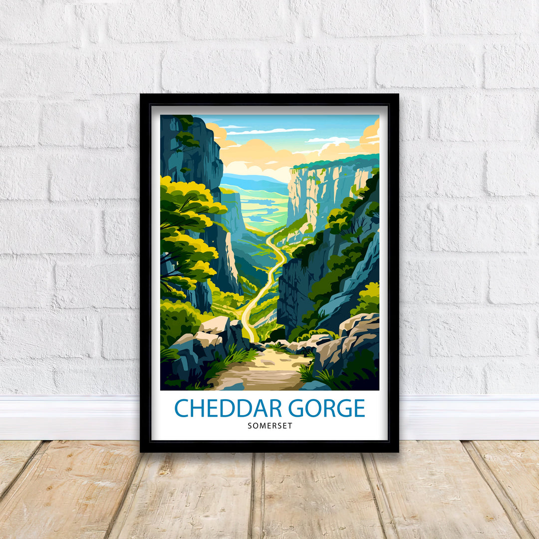 Cheddar Gorge Somerset Travel Poster Wall Art Cheddar Gorge Wall Hanging Home Décor Cheddar Gorge Gift Art Lovers Somerset Art Lover Gift