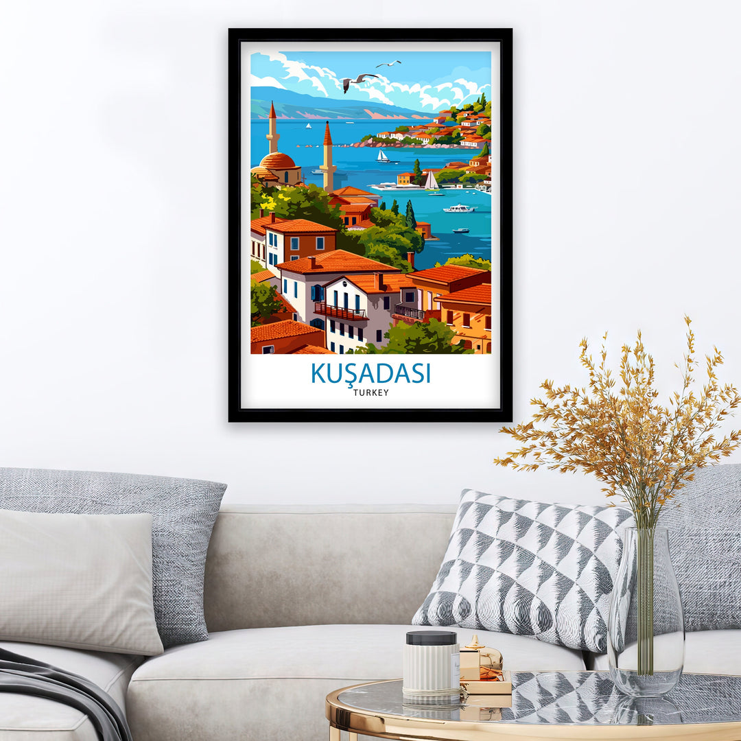 Kuşadası Turkey Travel Poster Wall Art Kuşadası Wall Hanging Home Décor Kuşadası Gift Art Lovers Turkey Art Lover Gift Poster Art