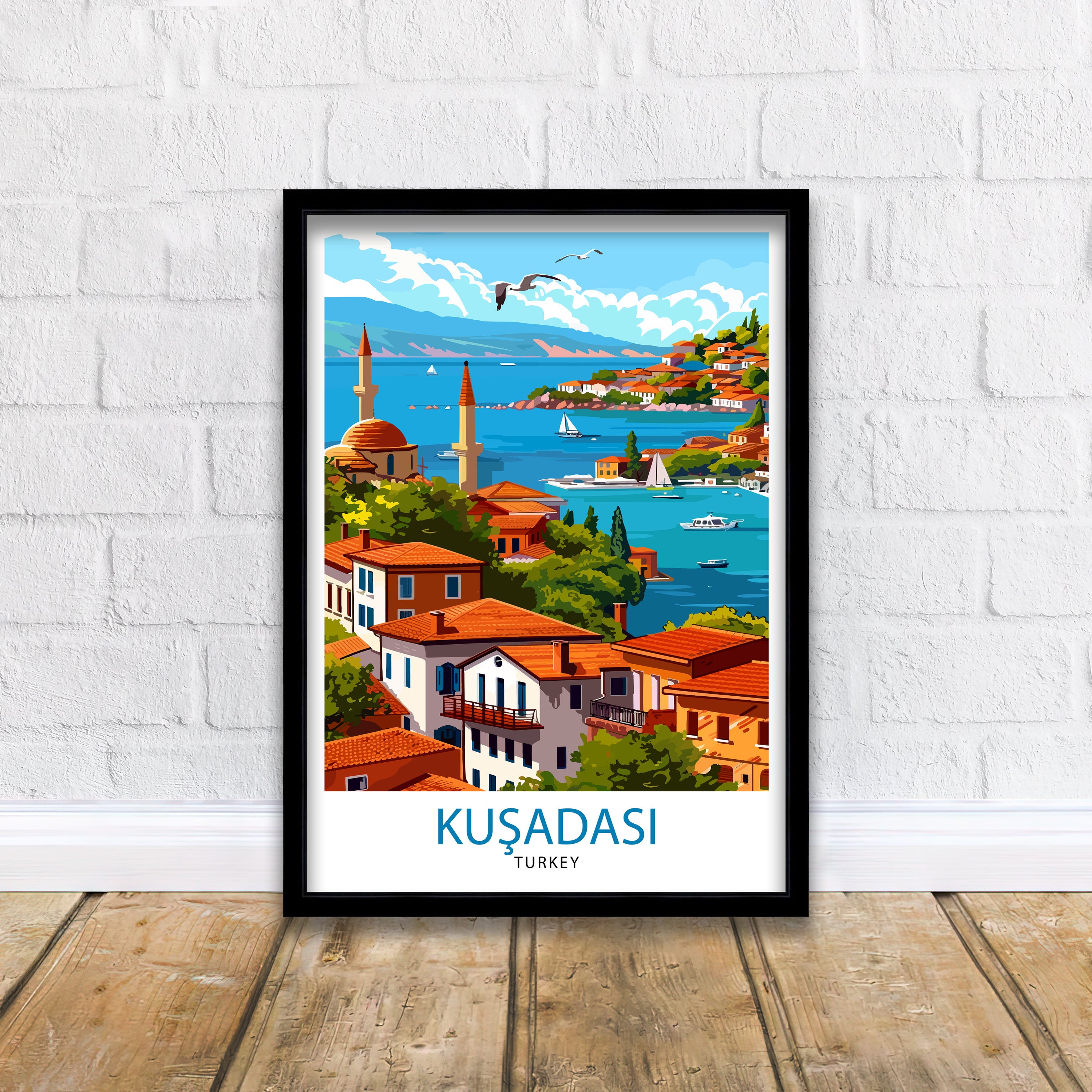 Kuşadası Turkey Travel Print Wall Art Kuşadası Wall Hanging Home Décor Kuşadası Gift Art Lovers Turkey Art Lover Gift Print Art