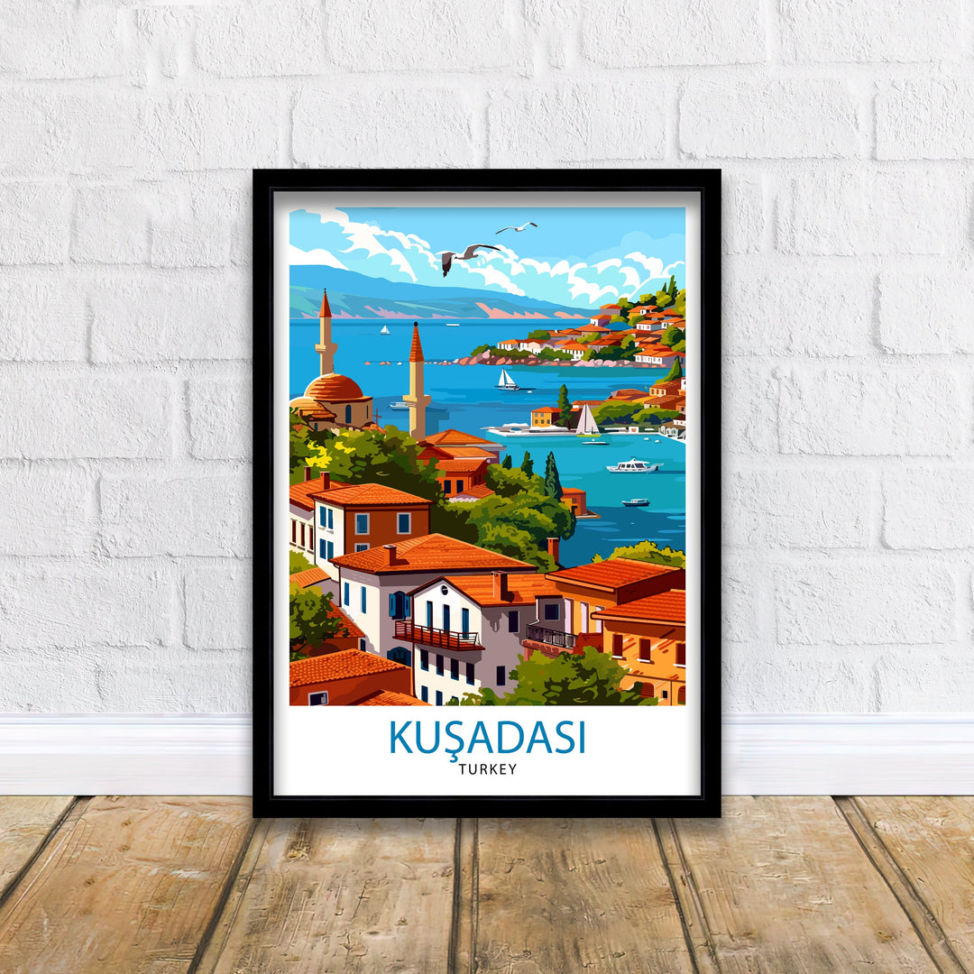 Kuşadası Turkey Travel Poster Wall Art Kuşadası Wall Hanging Home Décor Kuşadası Gift Art Lovers Turkey Art Lover Gift Poster Art