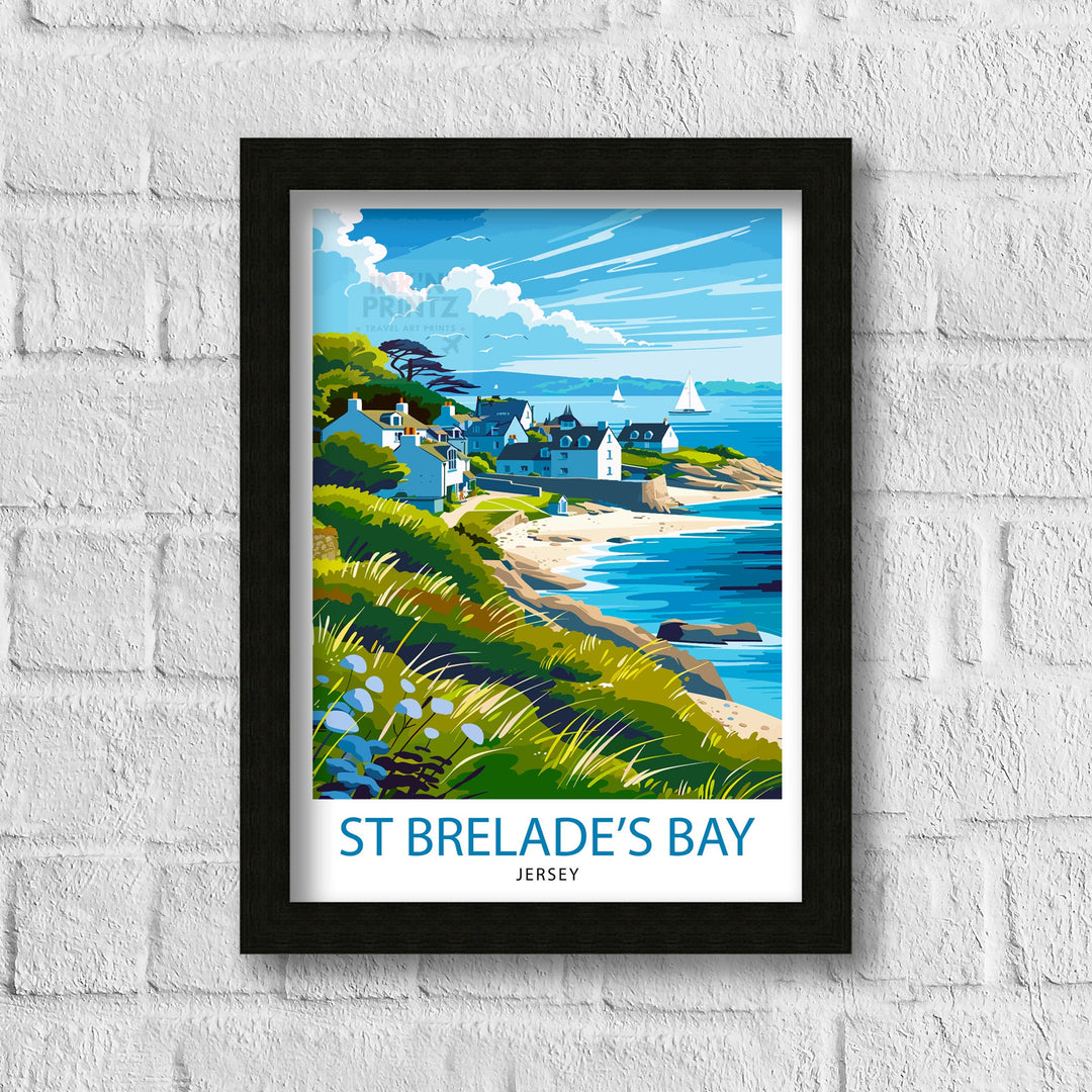 St Brelades Bay Jersey Travel Poster Wall Art St Brelades Bay Wall Hanging Home Décor St Brelades Bay Gift Art Lovers Jersey Art Lover Gift