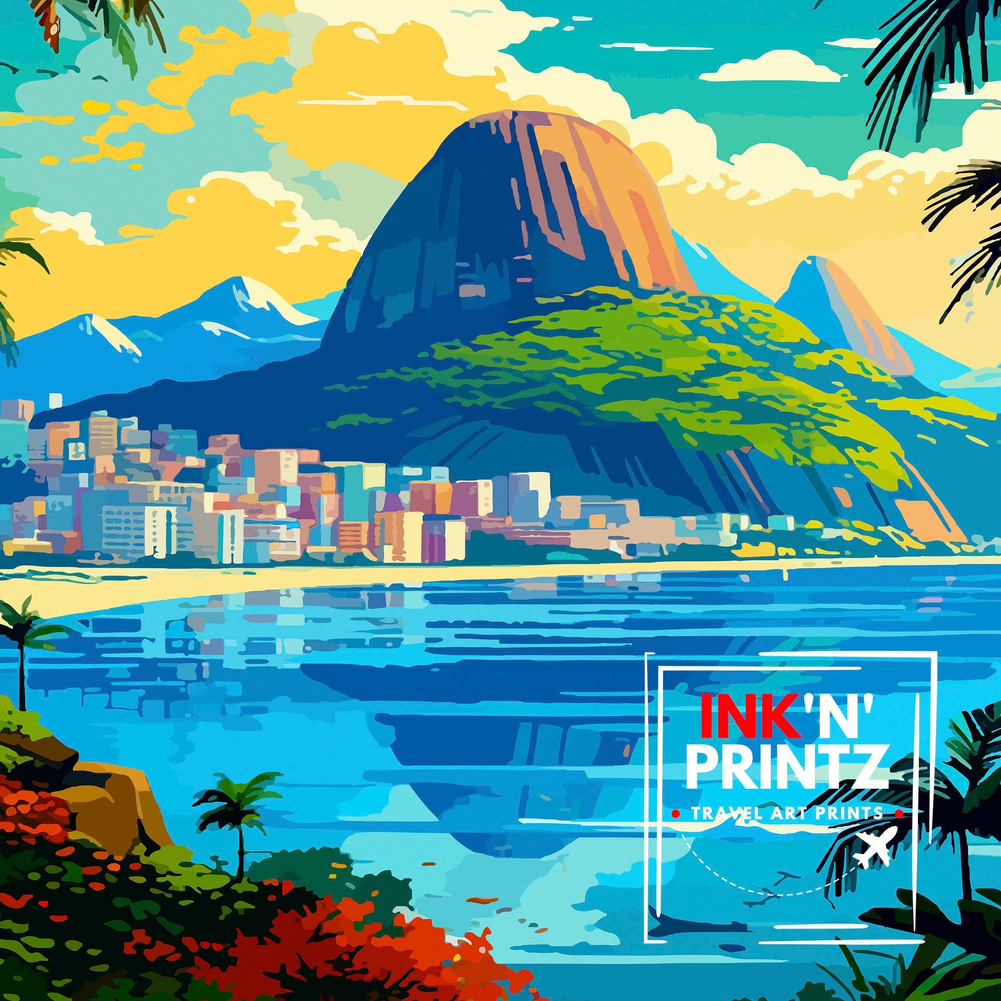 Rio de Janeiro Brazil Travel Print| Rio Wall Decor Rio Poster Brazil Travel Prints Rio Art Print Rio Illustration Rio Wall Art