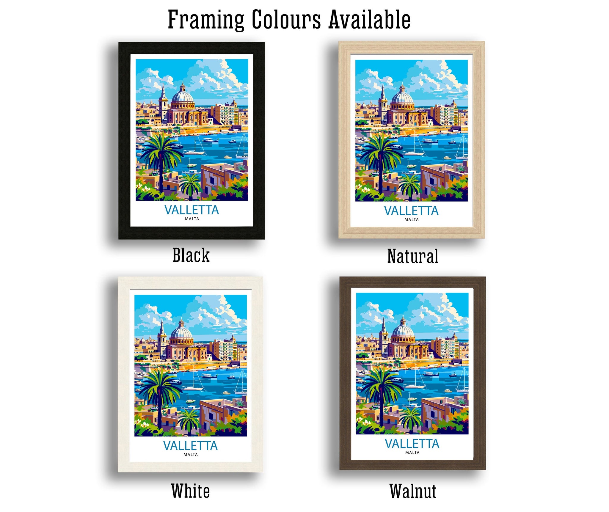 Valletta Malta Travel Print , Valletta Wall Art, Valletta Decor, Malta Illustration, Travel Poster, Gift For Malta, Malta Home Decor