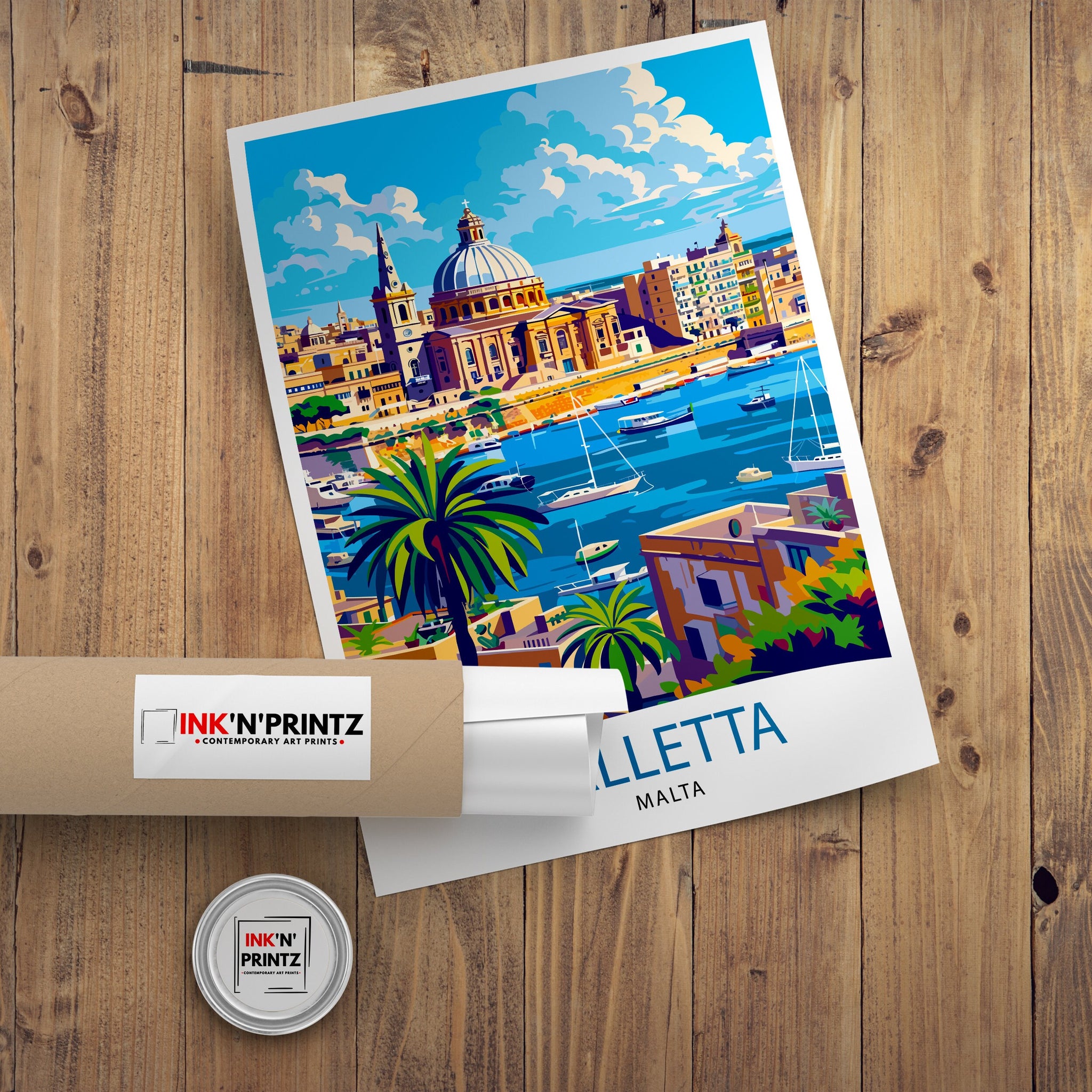 Valletta Malta Travel Print , Valletta Wall Art, Valletta Decor, Malta Illustration, Travel Poster, Gift For Malta, Malta Home Decor