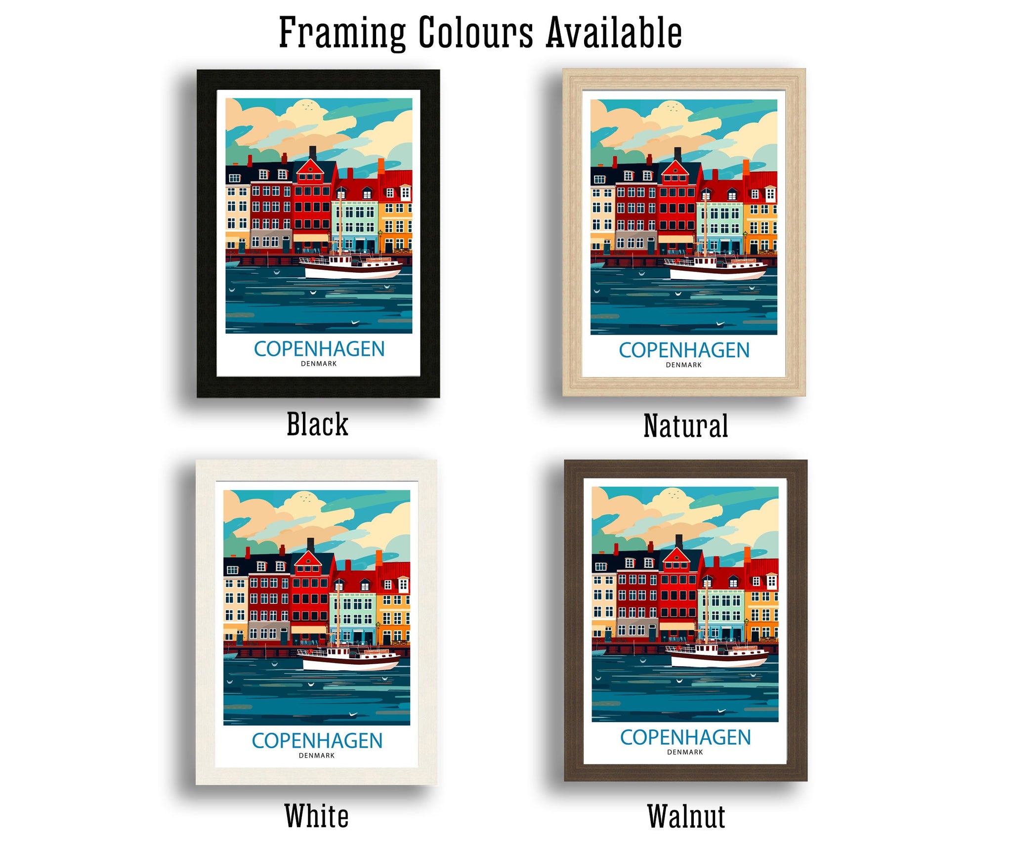 Copenhagen Travel Print Denmark Wall Art Copenhagen Home Decor Copenhagen Illustration Travel Poster Gift Denmark Home Decor