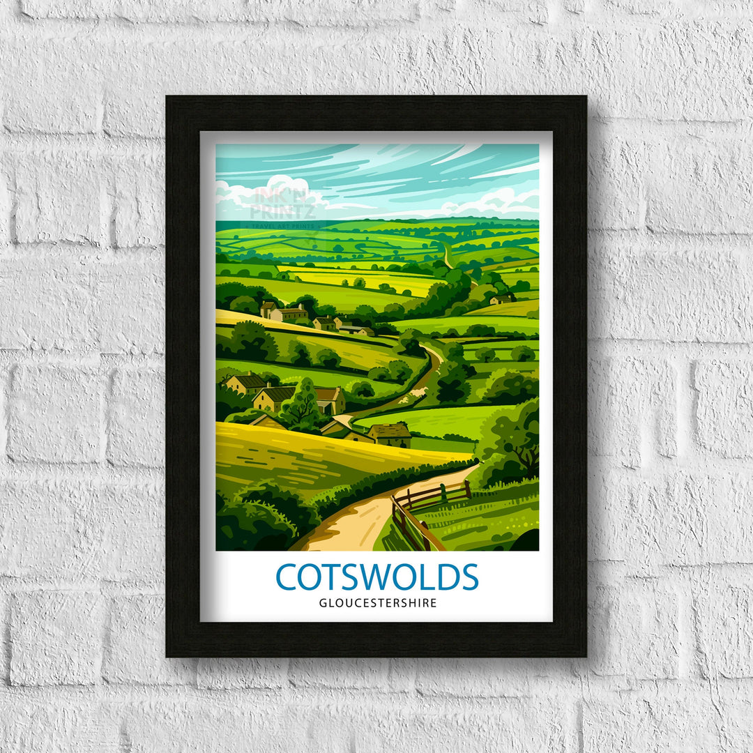 Cotswolds Travel Poster Cotswolds Wall Art Cotswolds Illustration Travel Poster Gift Cotswolds Home Decor