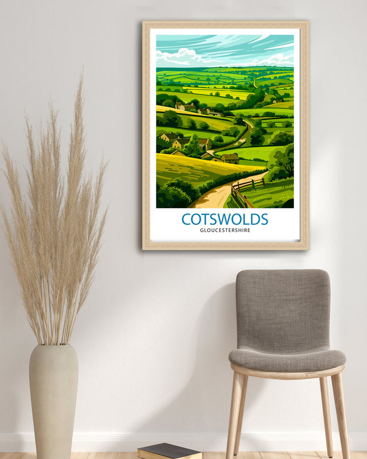 Cotswolds Travel Poster Cotswolds Wall Art Cotswolds Illustration Travel Poster Gift Cotswolds Home Decor