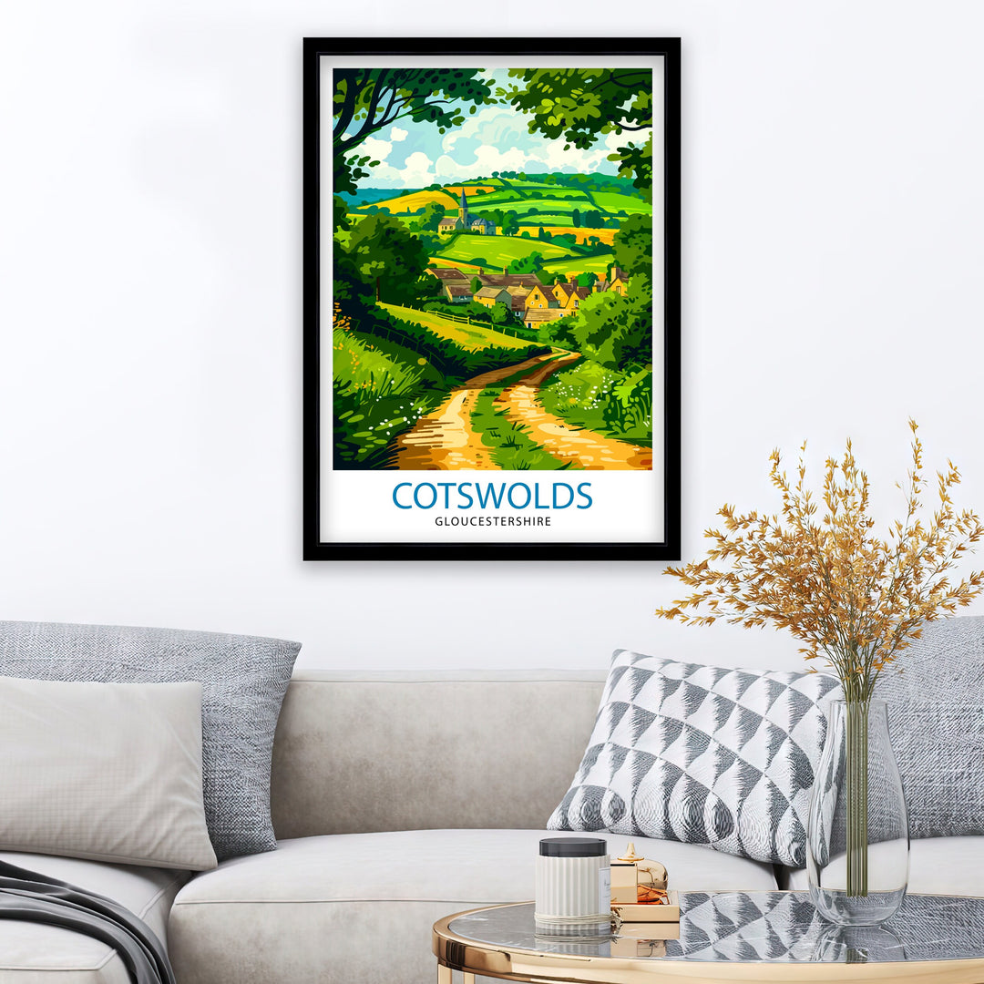 Cotswolds Travel Poster Cotswolds Wall Art Cotswolds Illustration Travel Poster Gift Cotswolds Home Decor