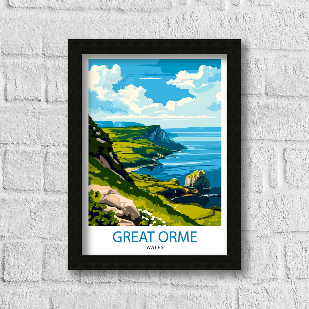 Great Orme Travel Poster Wall Art Great Orme Wall Hanging Home Décor Great Orme Gift Art Lovers Wales Art Lover Gift Poster Art Description: