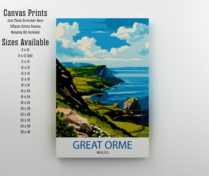 Great Orme Travel Poster Wall Art Great Orme Wall Hanging Home Décor Great Orme Gift Art Lovers Wales Art Lover Gift Poster Art Description: