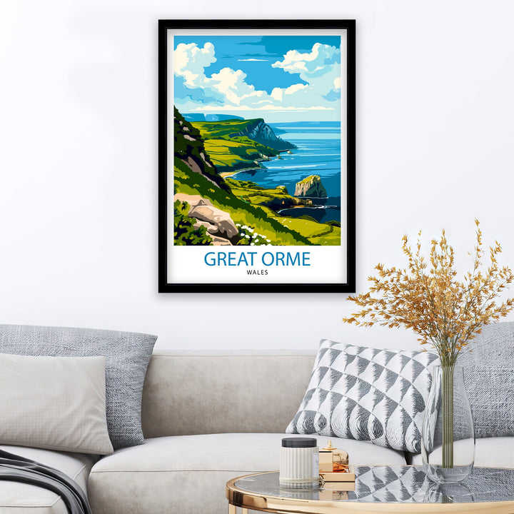 Great Orme Travel Poster Wall Art Great Orme Wall Hanging Home Décor Great Orme Gift Art Lovers Wales Art Lover Gift Poster Art Description: