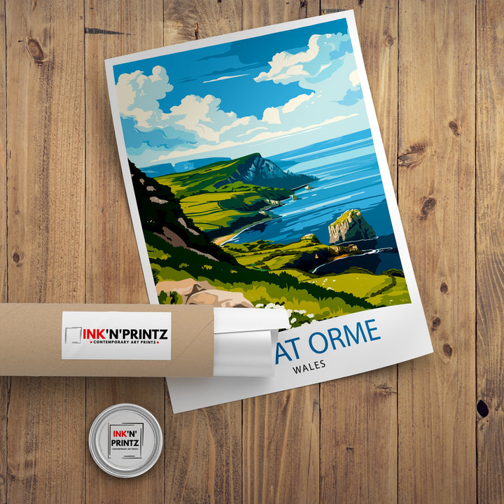 Great Orme Travel Poster Wall Art Great Orme Wall Hanging Home Décor Great Orme Gift Art Lovers Wales Art Lover Gift Poster Art Description: