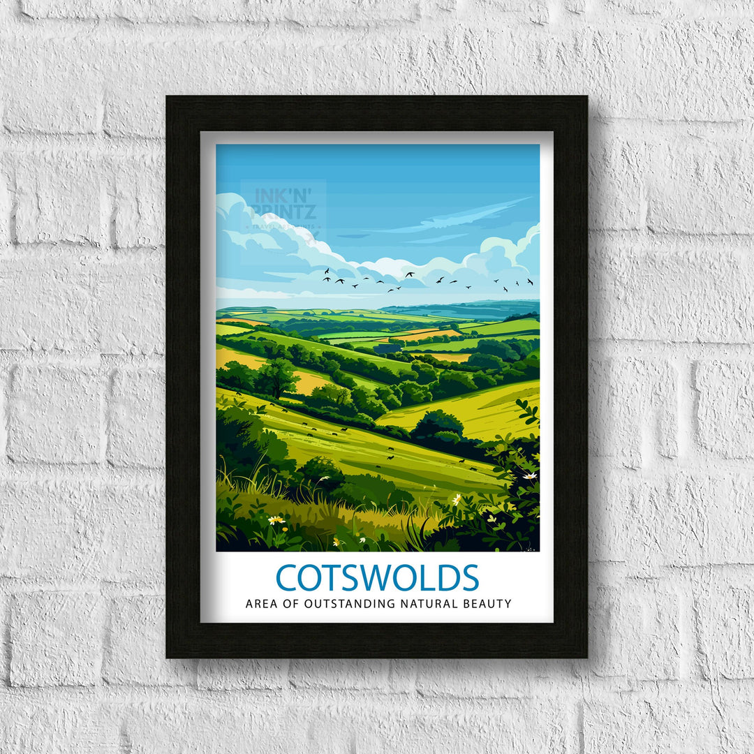 Cotswolds Travel Poster Cotswolds Wall Art Cotswolds Illustration Travel Poster Gift Cotswolds Home Decor