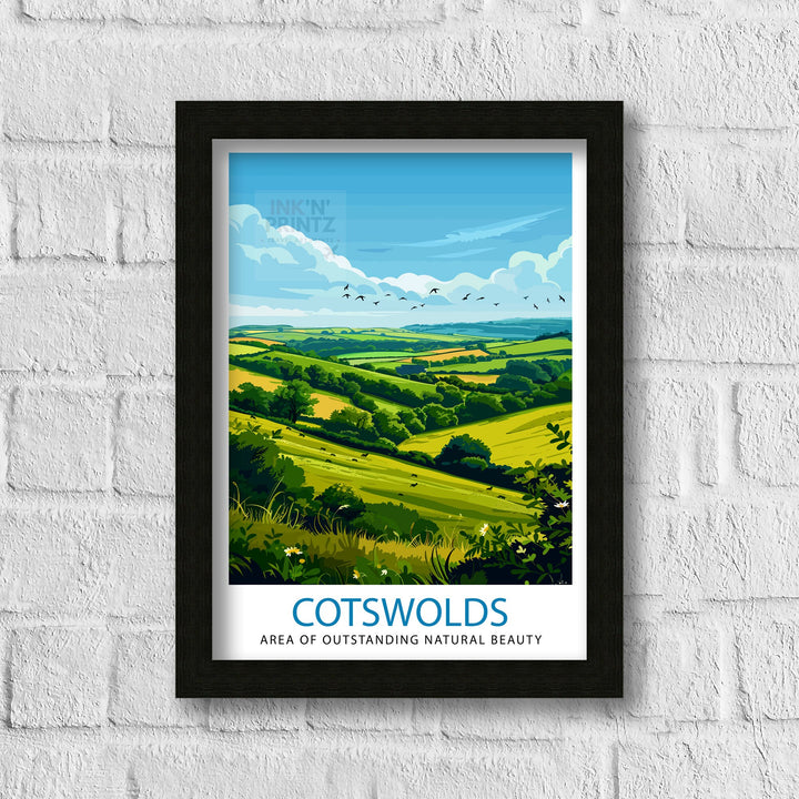 Cotswolds Travel Poster Cotswolds Wall Art Cotswolds Illustration Travel Poster Gift Cotswolds Home Decor