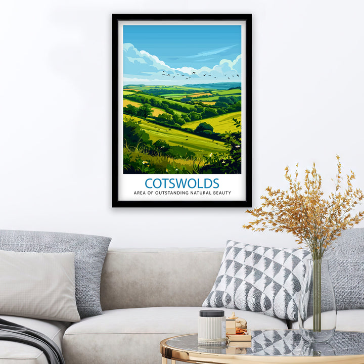 Cotswolds Travel Poster Cotswolds Wall Art Cotswolds Illustration Travel Poster Gift Cotswolds Home Decor