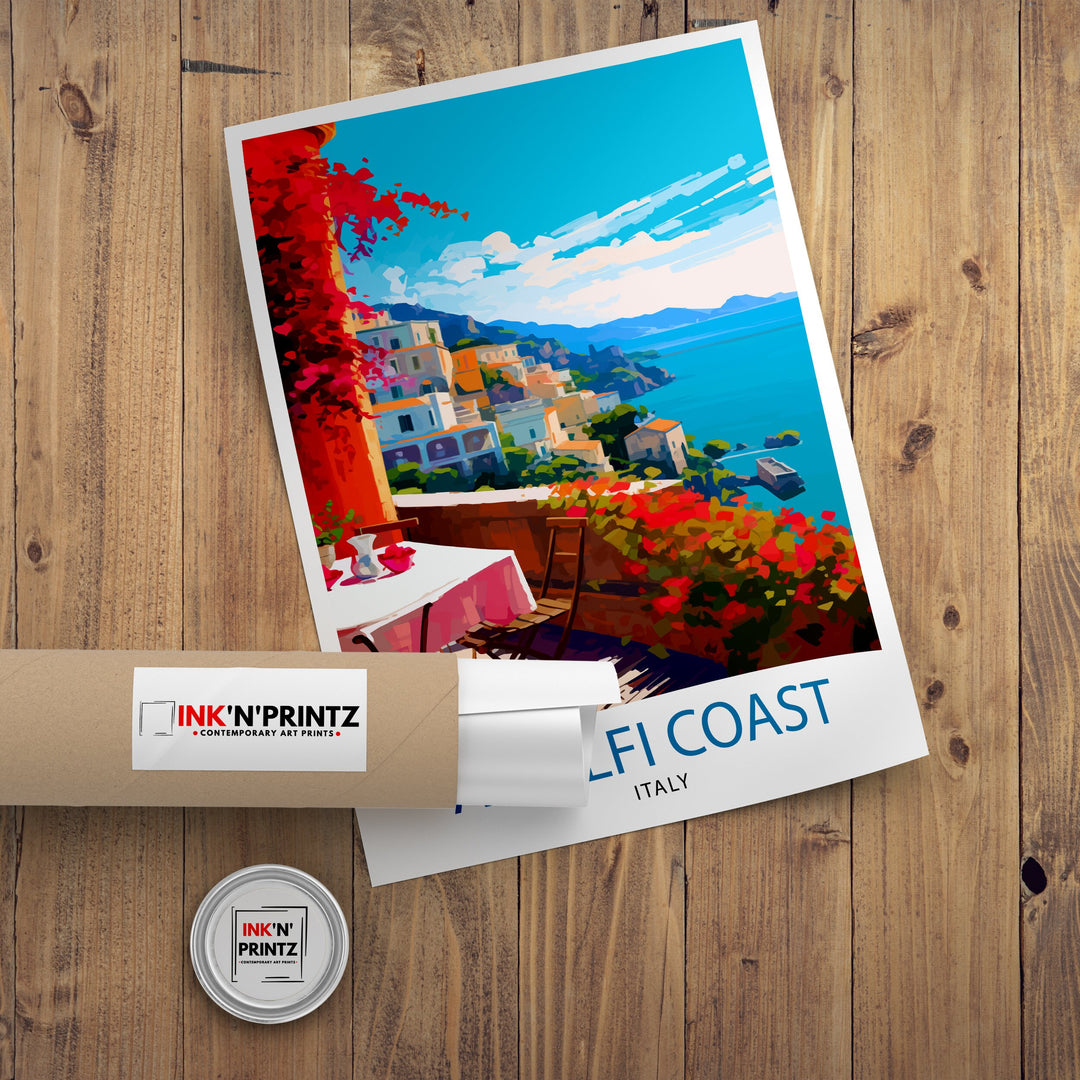 Amalfi Coast Italy Travel Poster Amalfi Coast