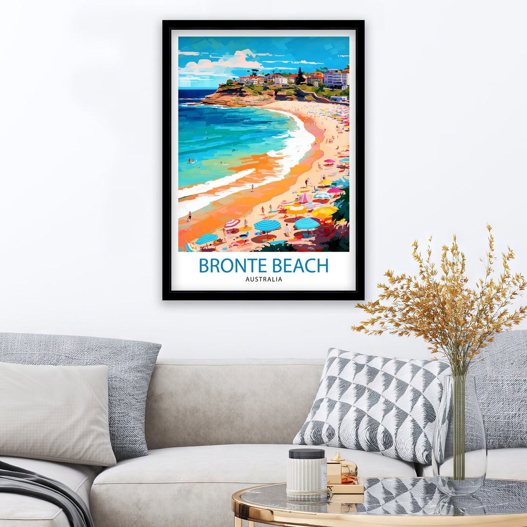 Bronte Beach Australia Travel Poster Coastal