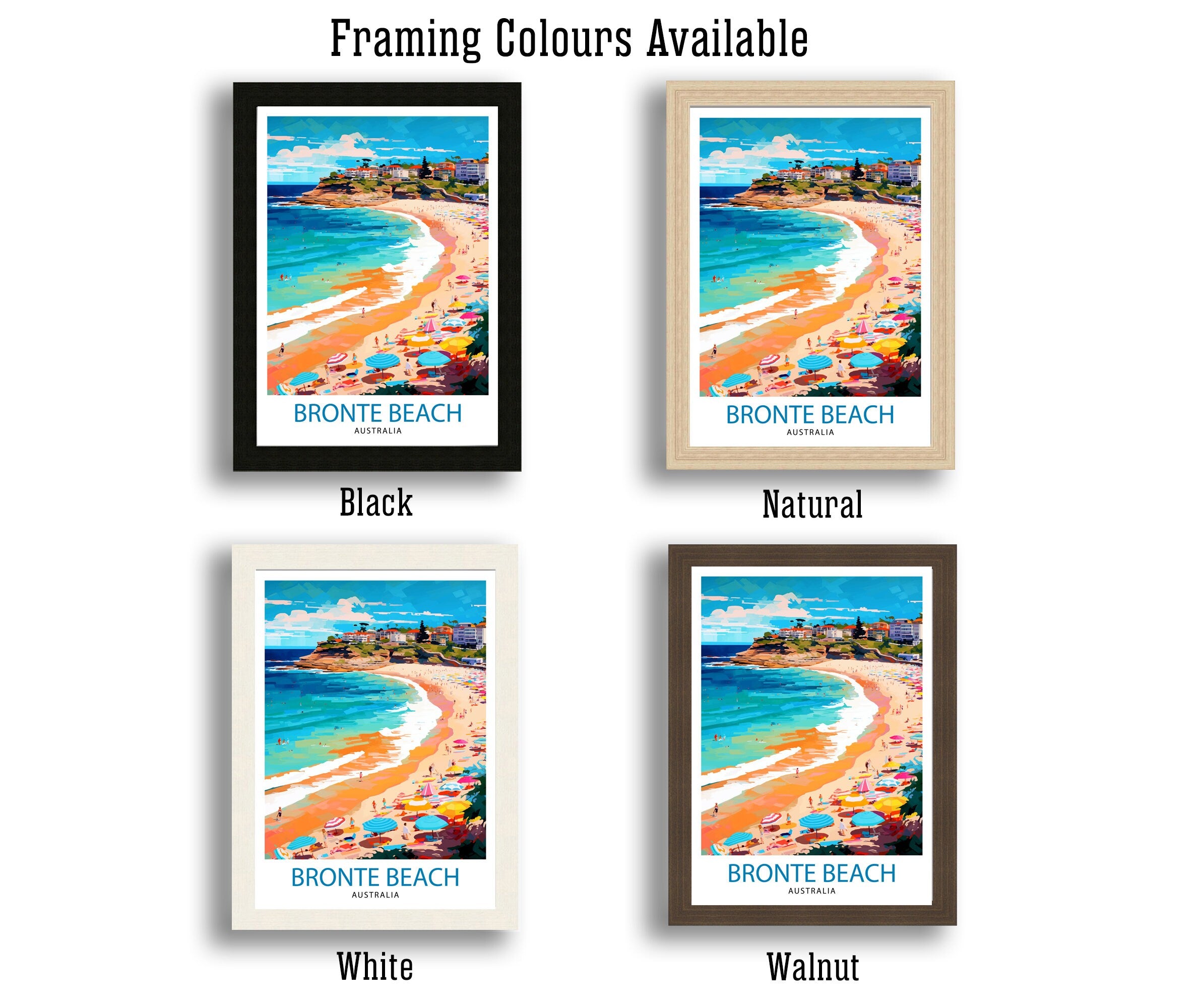 Bronte Beach Australia Travel Print Coastal Wall Decor Bronte Beach Poster Australian Beach Prints Beach Art Print Bronte Beach Illustration