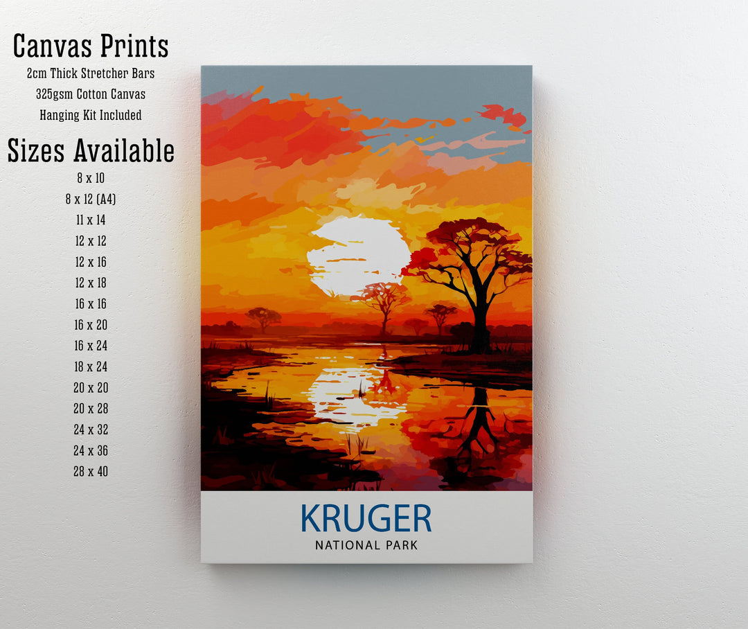 Kruger National Park Travel Poster Wall Art Kruger National Park Wall Hanging Home Décor Kruger National Park Gift Art Lovers South