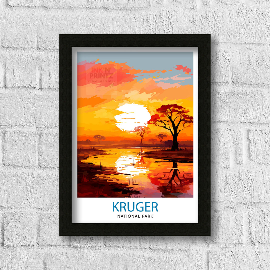 Kruger National Park Travel Poster Wall Art Kruger National Park Wall Hanging Home Décor Kruger National Park Gift Art Lovers South