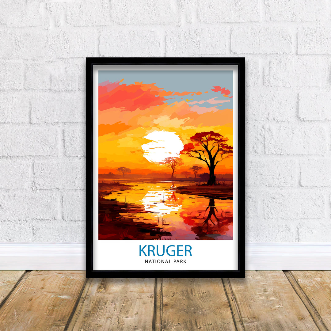 Kruger National Park Travel Poster Wall Art Kruger National Park Wall Hanging Home Décor Kruger National Park Gift Art Lovers South