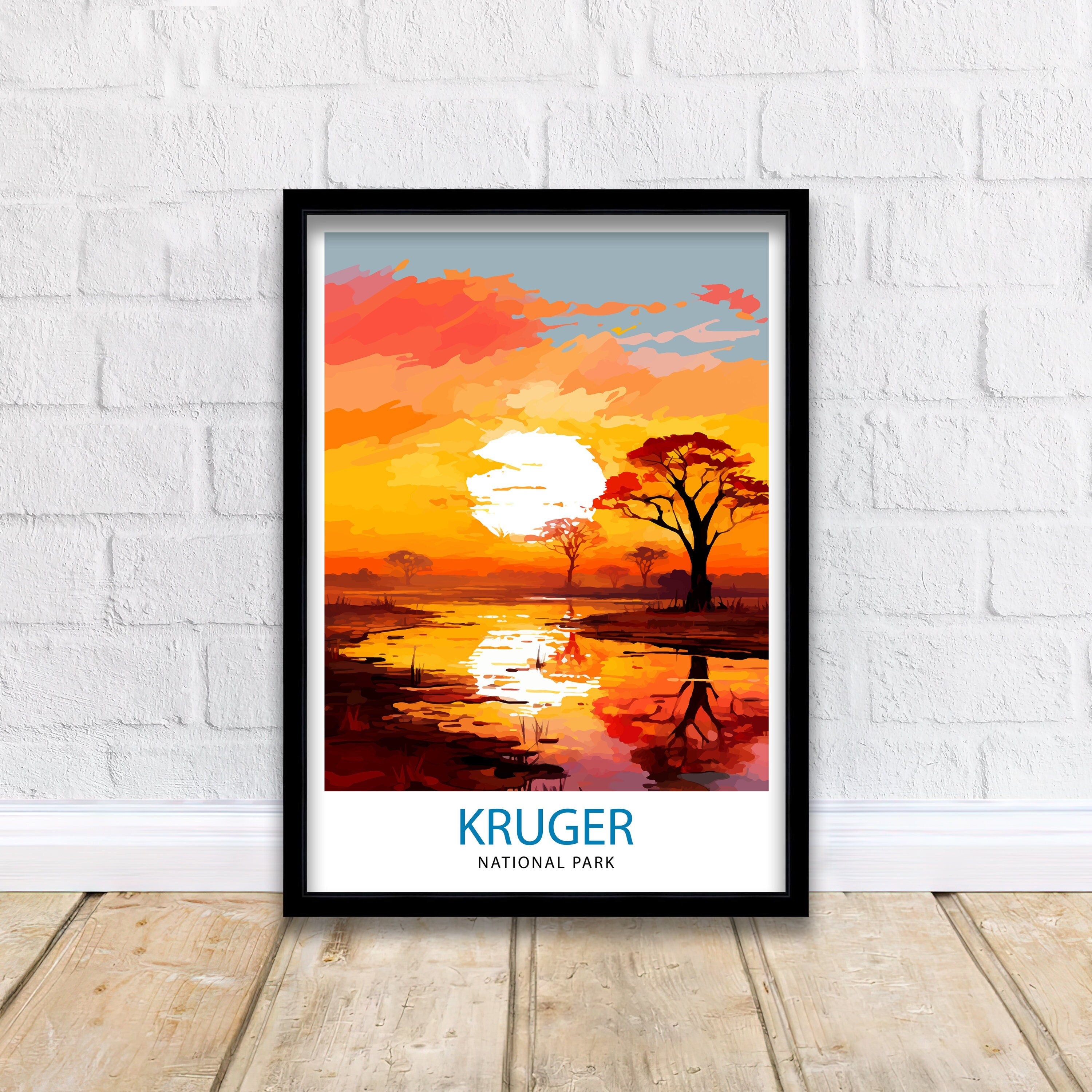 Kruger National Park Travel Poster Wall Art Kruger National Park Wall Hanging Home Décor Kruger National Park Gift Art Lovers South