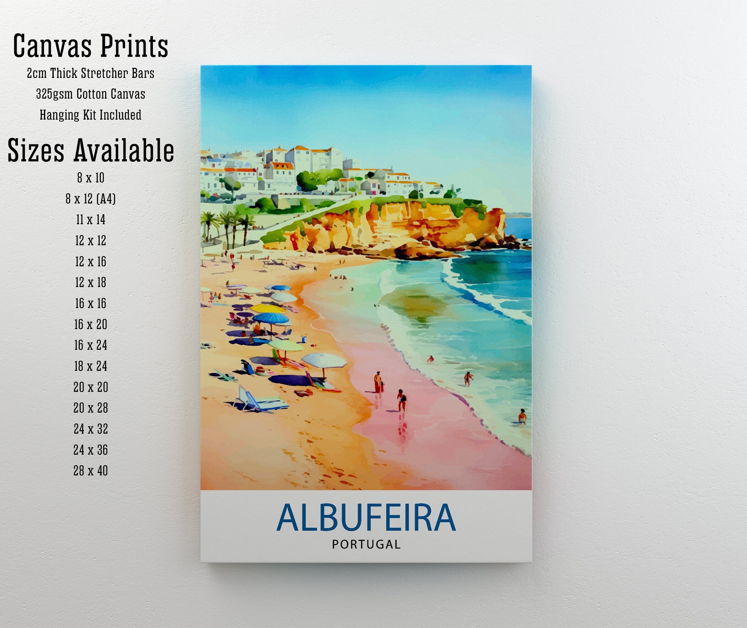 Albufeira Portugal Travel Print Wall Decor Wall Art Albufeira Wall Hanging Home Décor Albufeira Gift Art Lovers Portugal Art Lover Gift
