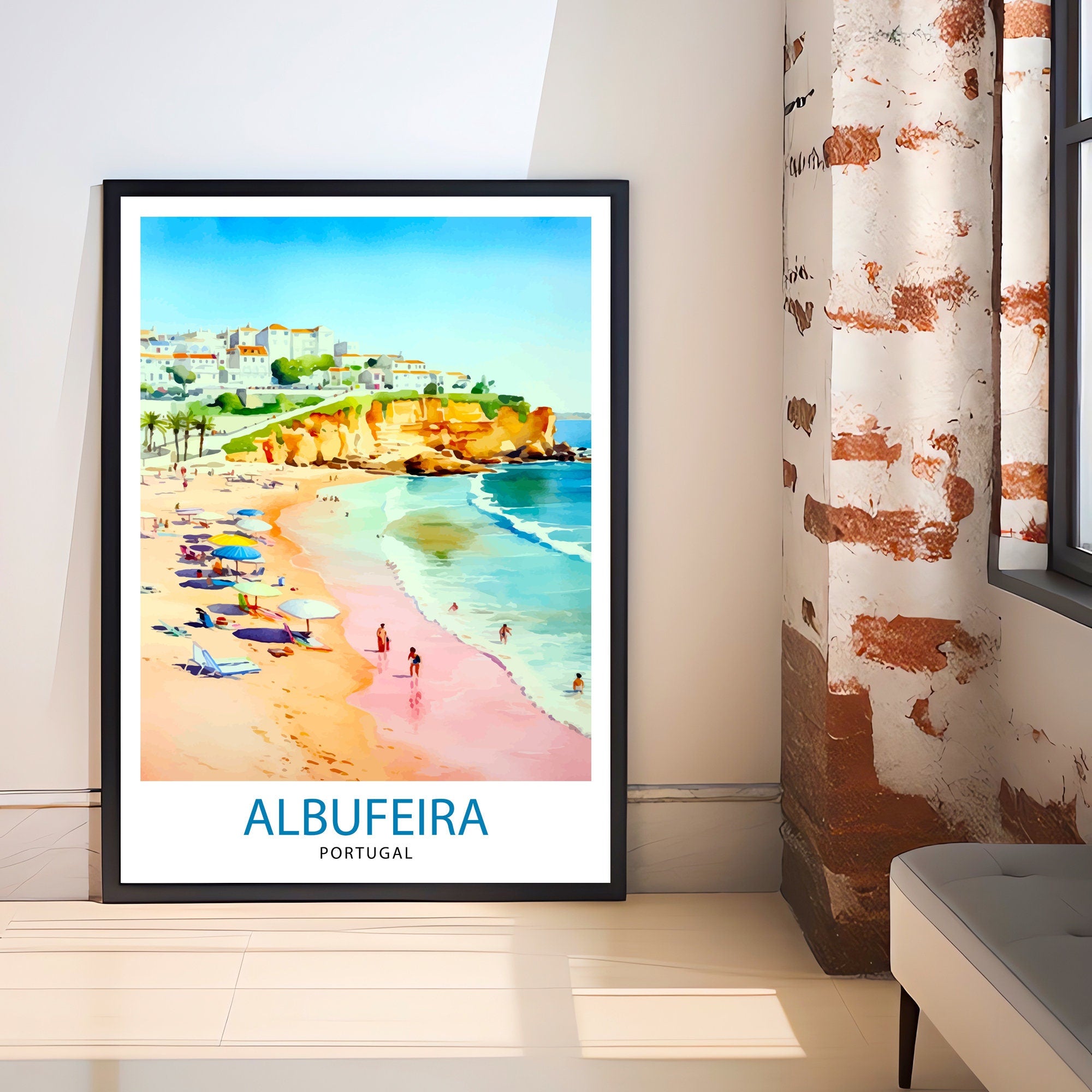 Albufeira Portugal Travel Print Wall Decor Wall Art Albufeira Wall Hanging Home Décor Albufeira Gift Art Lovers Portugal Art Lover Gift