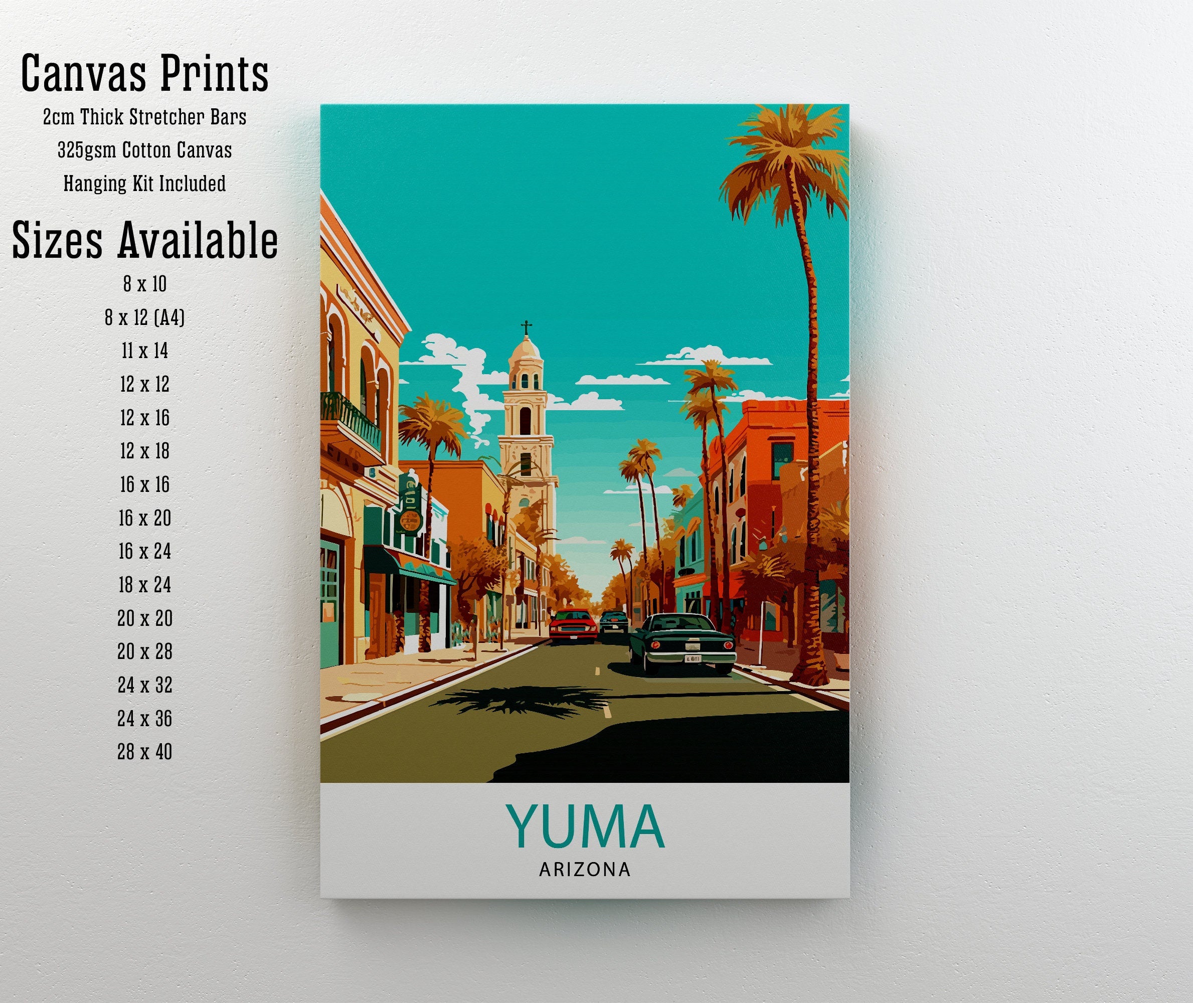 Yuma Arizona Travel Print| Yuma Wall Art Yuma Home Decor Yuma Illustration Travel Poster Gift For Yuma Arizona Home Decor