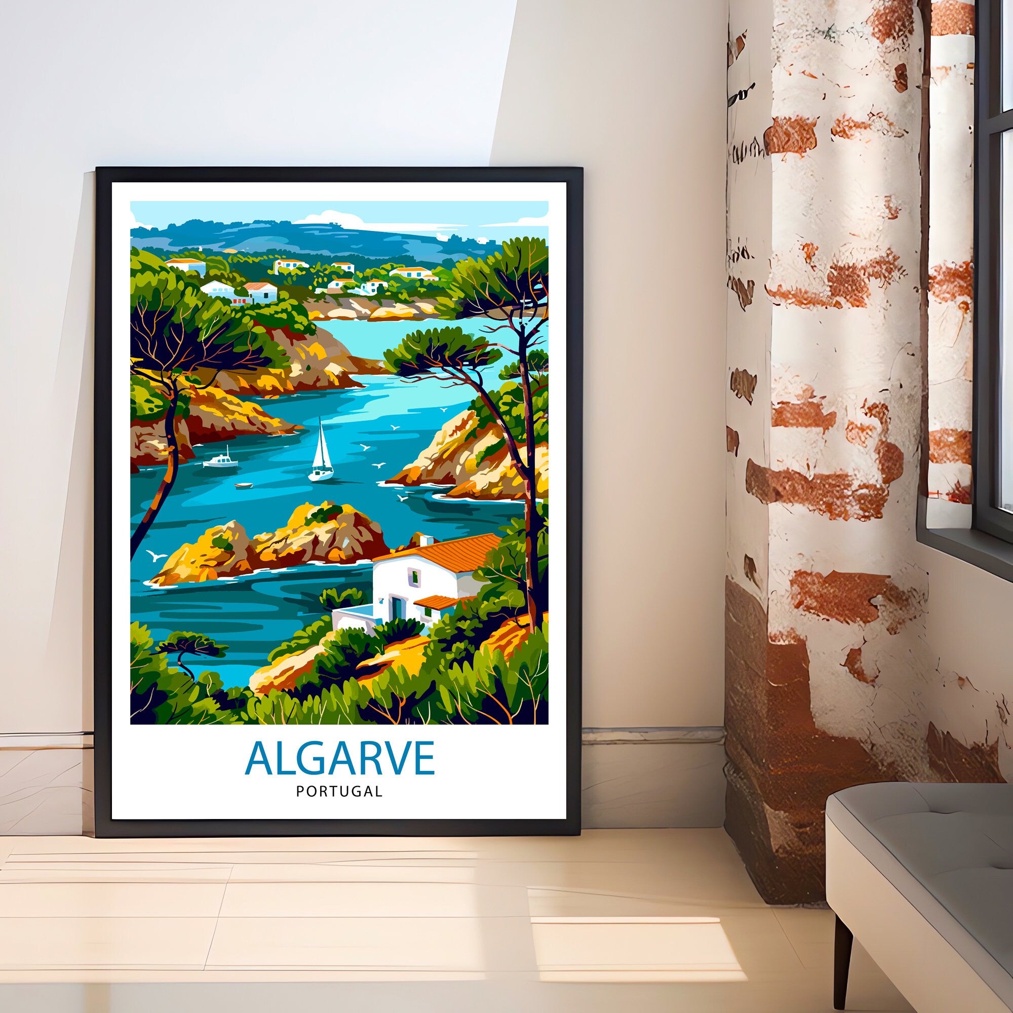 Algarve Portugal Travel Print Algarve Wall Decor Algarve Poster Portugal Travel Prints Algarve Art Print Algarve Illustration Algarve Wall