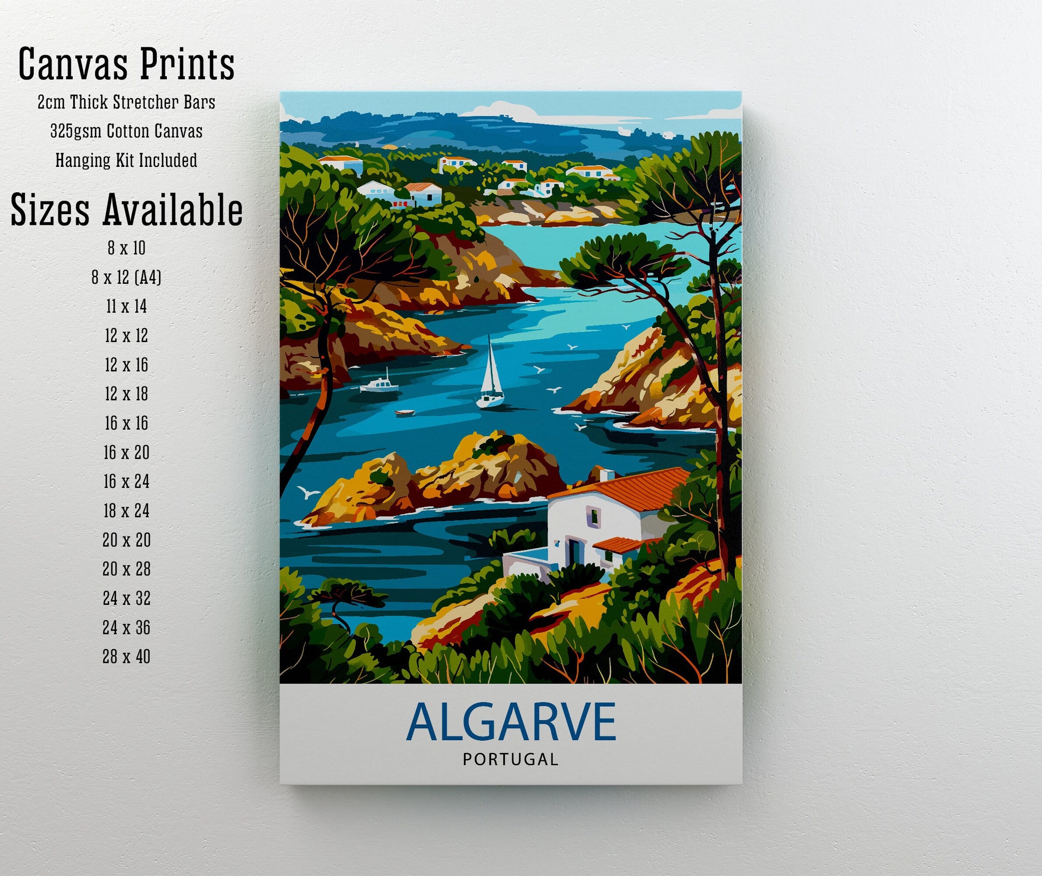 Algarve Portugal Travel Print Algarve Wall Decor Algarve Poster Portugal Travel Prints Algarve Art Print Algarve Illustration Algarve Wall