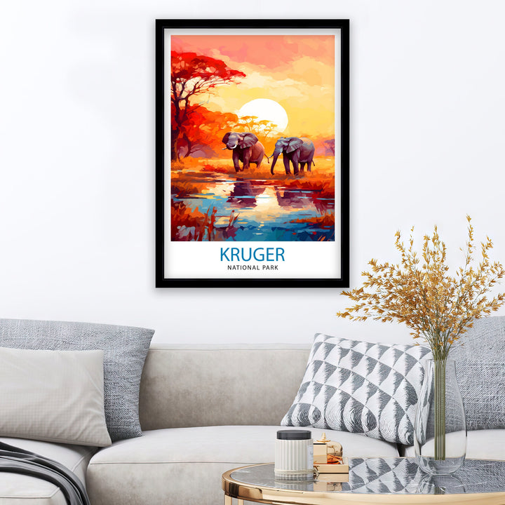 Kruger National Park Travel Poster Wall Art Kruger National Park Wall Hanging Home Décor Kruger National Park Gift Art Lovers South