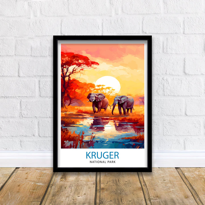 Kruger National Park Travel Poster Wall Art Kruger National Park Wall Hanging Home Décor Kruger National Park Gift Art Lovers South