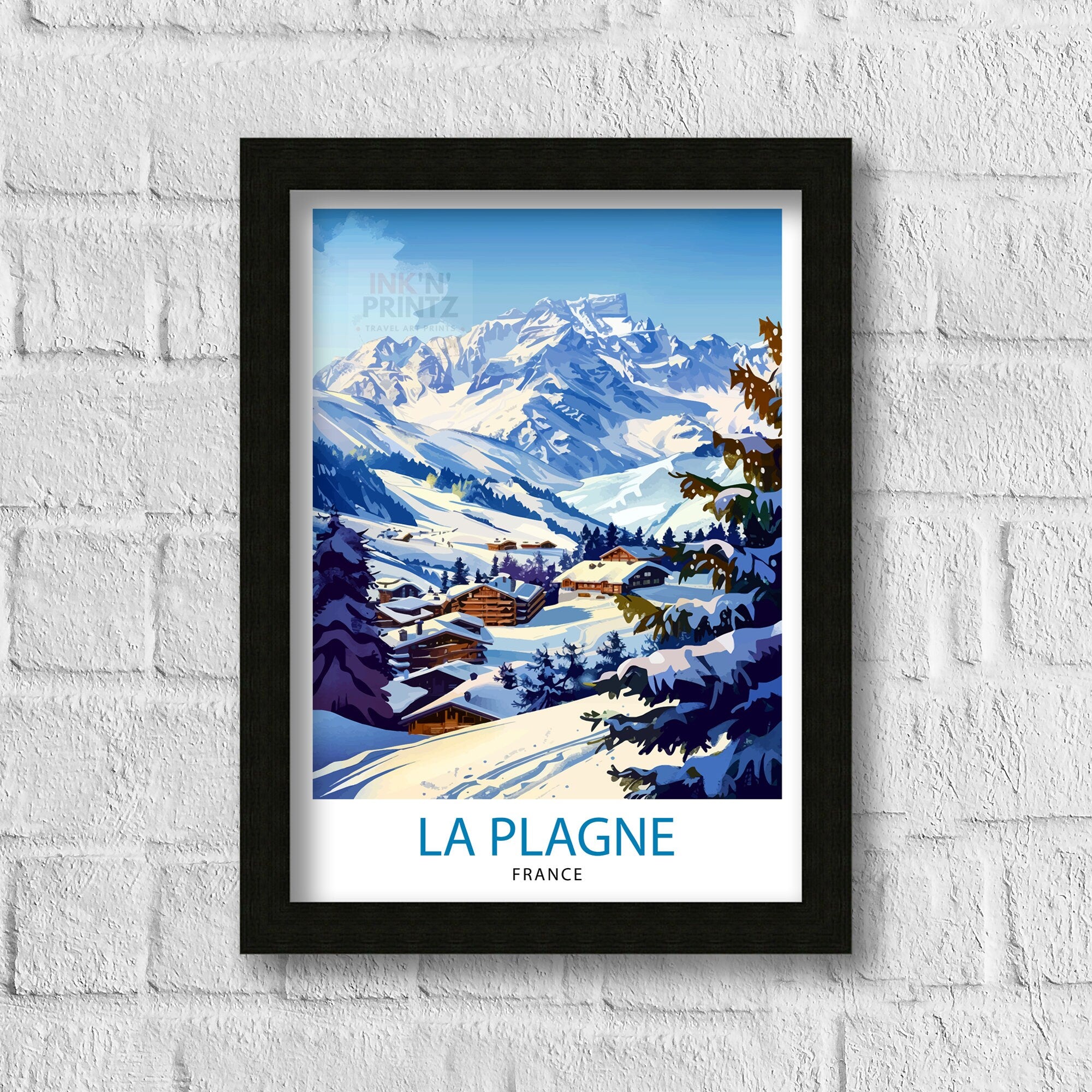 La Plagne France Travel Print Wall Decor La Plagne Wall Decor, La Plagne Home Living Decor La Plagne Illustration Travel Poster Gift For