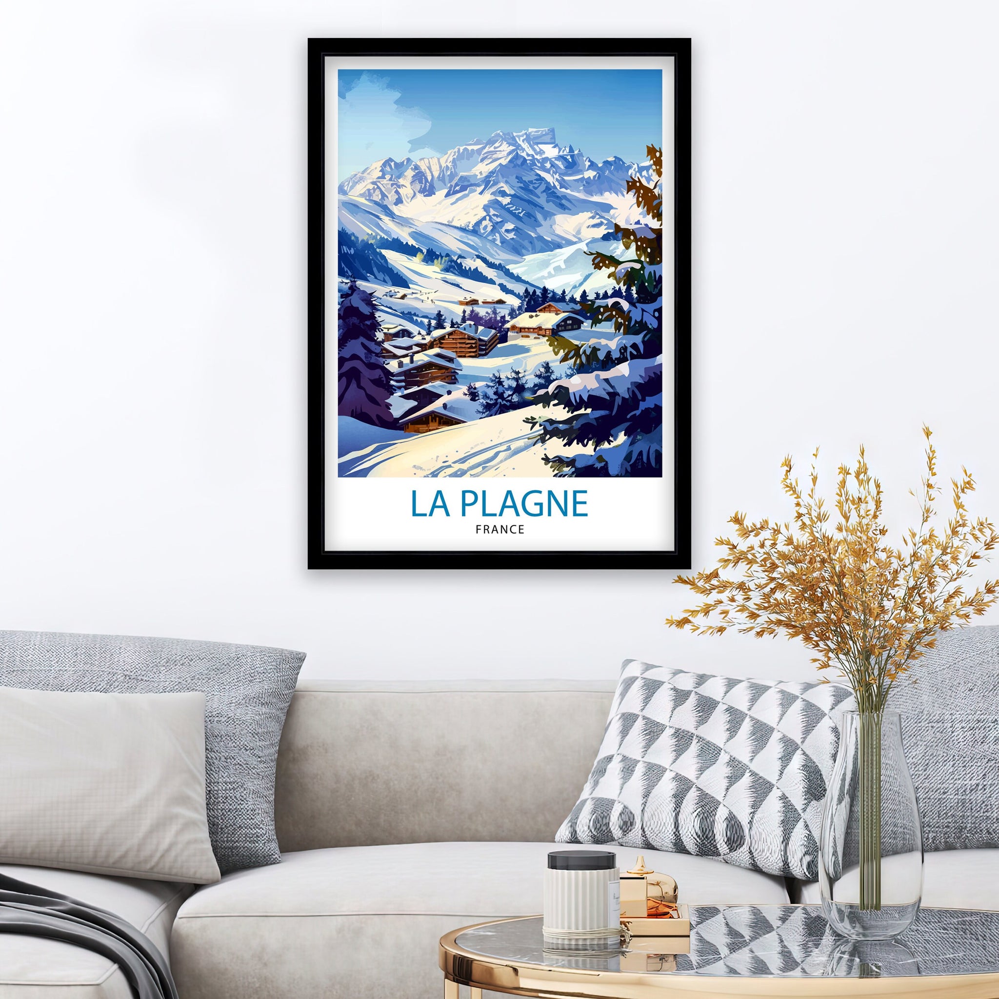 La Plagne France Travel Print Wall Decor La Plagne Wall Decor, La Plagne Home Living Decor La Plagne Illustration Travel Poster Gift For