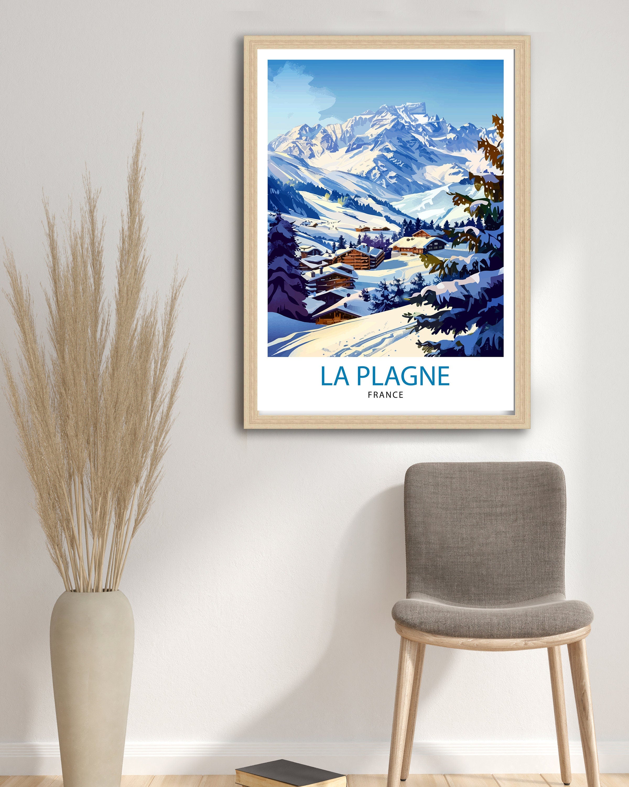 La Plagne France Travel Print Wall Decor La Plagne Wall Decor, La Plagne Home Living Decor La Plagne Illustration Travel Poster Gift For