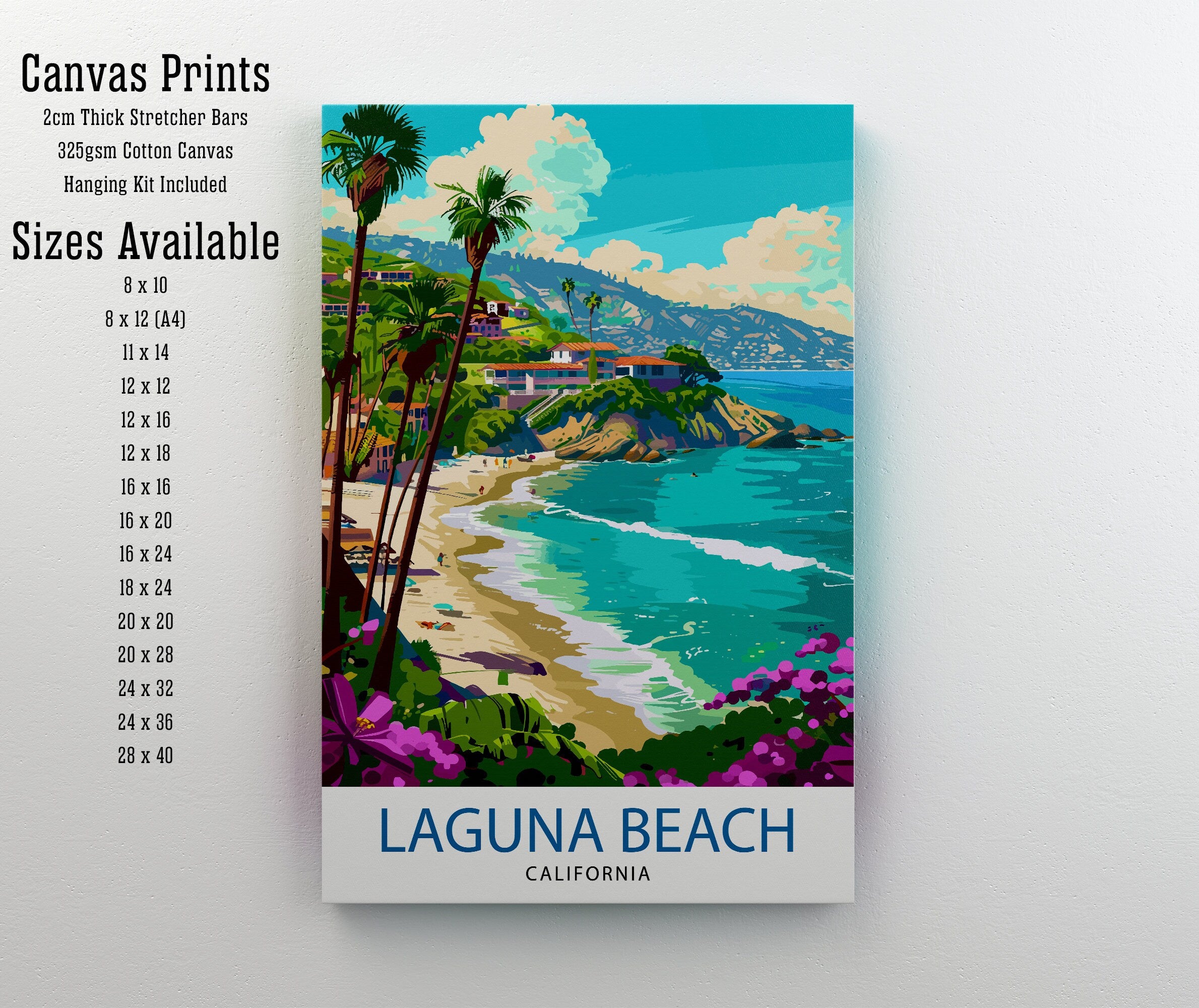 Laguna Beach California Travel Print| Wall Decor Laguna Beach Wall Decor Laguna Beach Home Living Decor Laguna Beach Illustration Travel