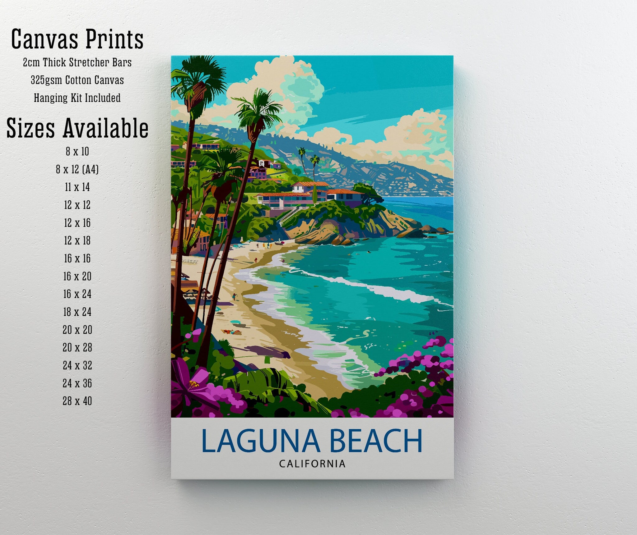 Laguna Beach California Travel Print| Wall Decor Laguna Beach Wall Decor Laguna Beach Home Living Decor Laguna Beach Illustration Travel