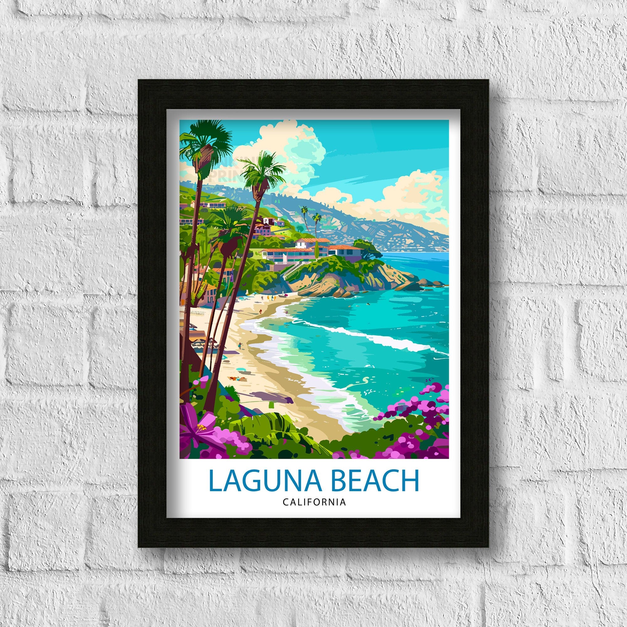 Laguna Beach California Travel Print| Wall Decor Laguna Beach Wall Decor Laguna Beach Home Living Decor Laguna Beach Illustration Travel