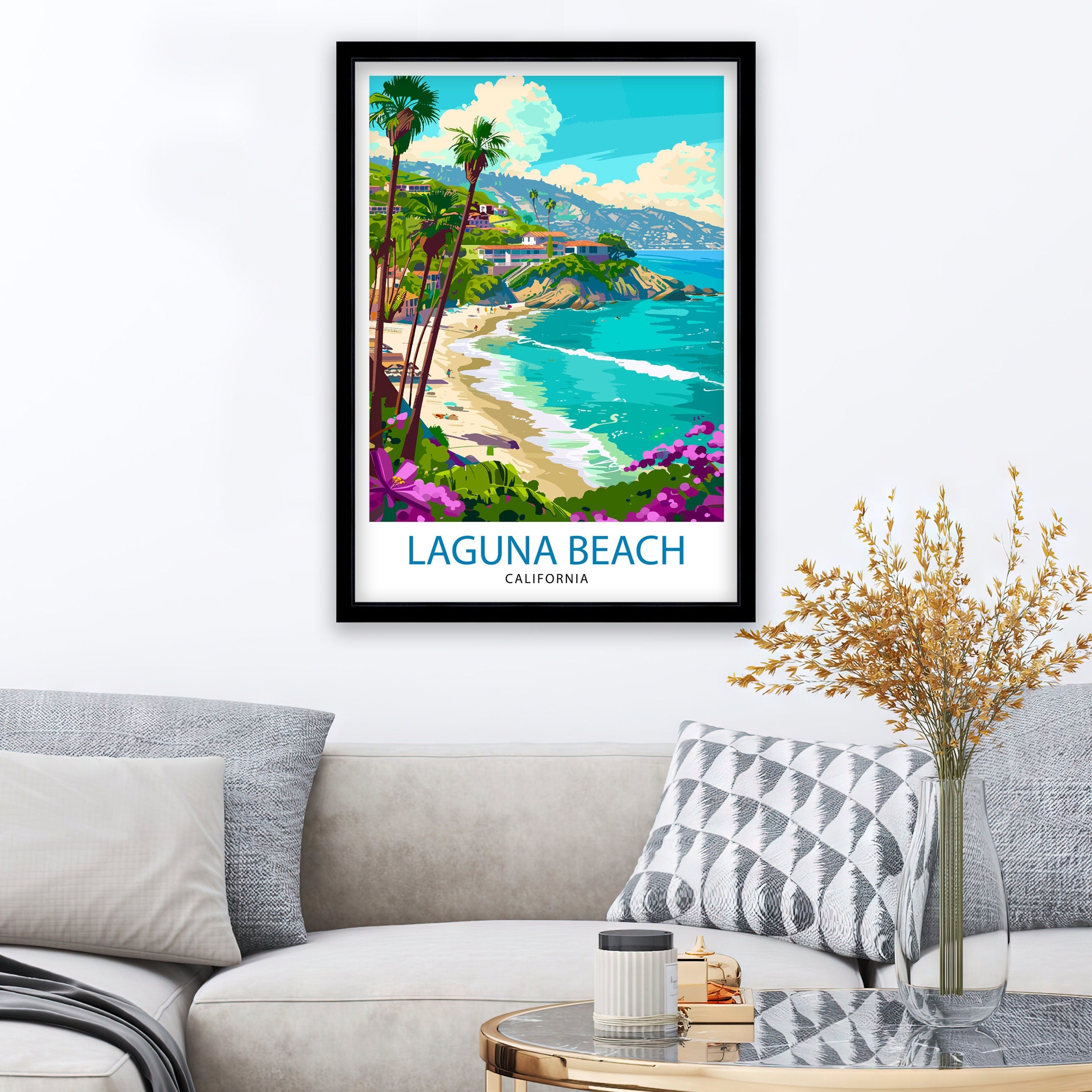 Laguna Beach California Travel Print| Wall Decor Laguna Beach Wall Decor Laguna Beach Home Living Decor Laguna Beach Illustration Travel