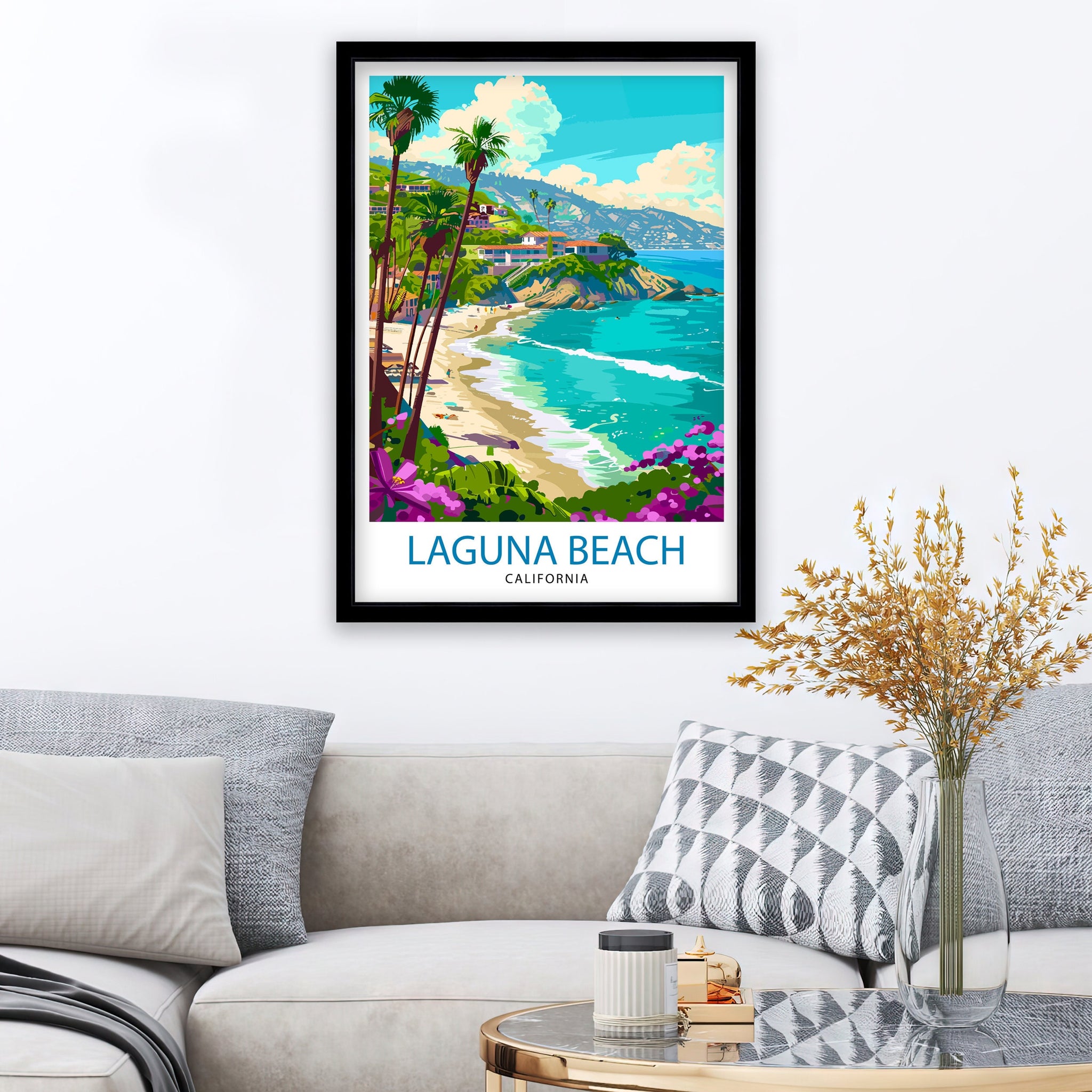 Laguna Beach California Travel Print| Wall Decor Laguna Beach Wall Decor Laguna Beach Home Living Decor Laguna Beach Illustration Travel