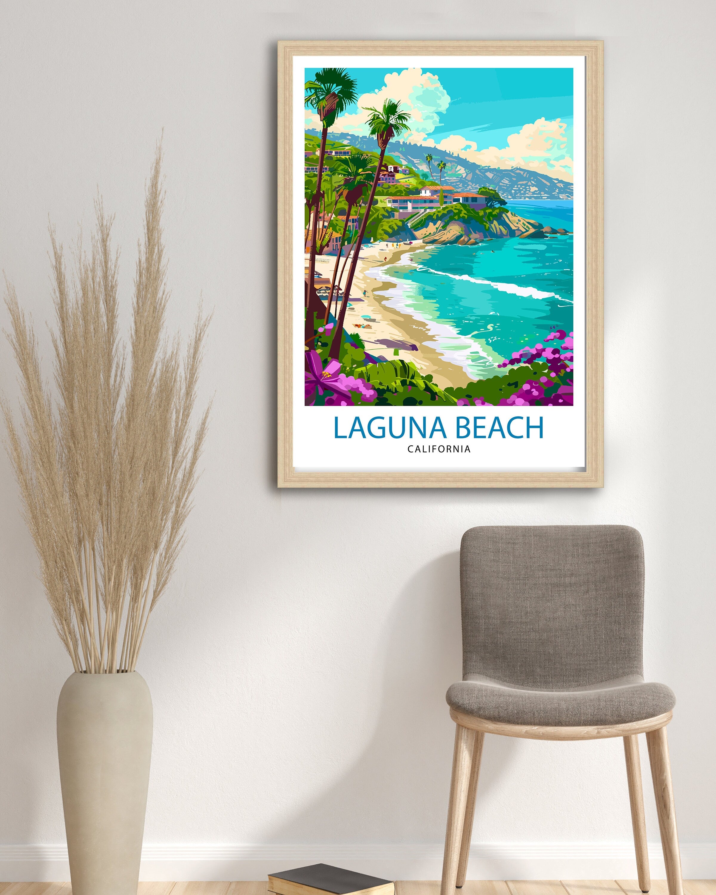 Laguna Beach California Travel Print| Wall Decor Laguna Beach Wall Decor Laguna Beach Home Living Decor Laguna Beach Illustration Travel