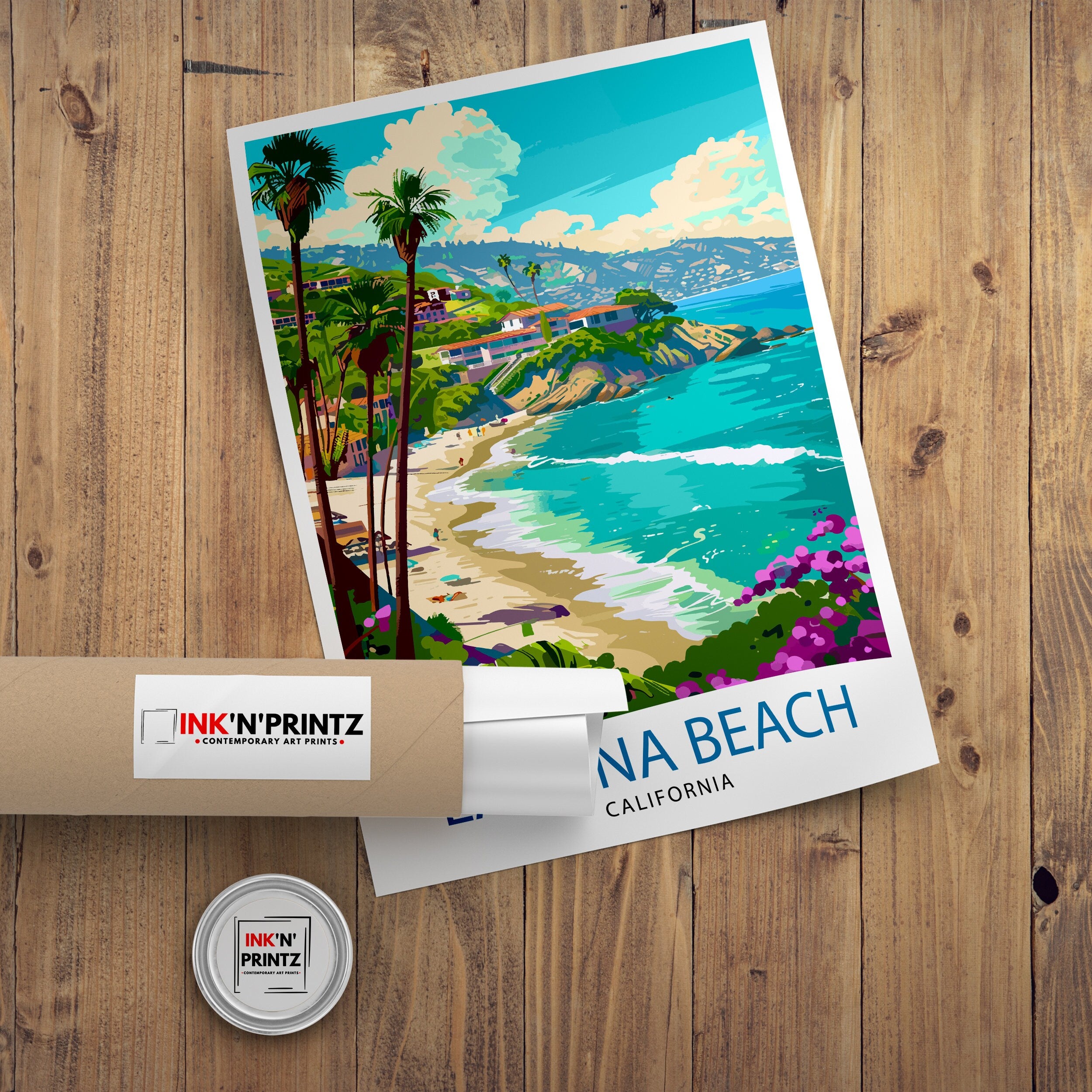 Laguna Beach California Travel Print| Wall Decor Laguna Beach Wall Decor Laguna Beach Home Living Decor Laguna Beach Illustration Travel
