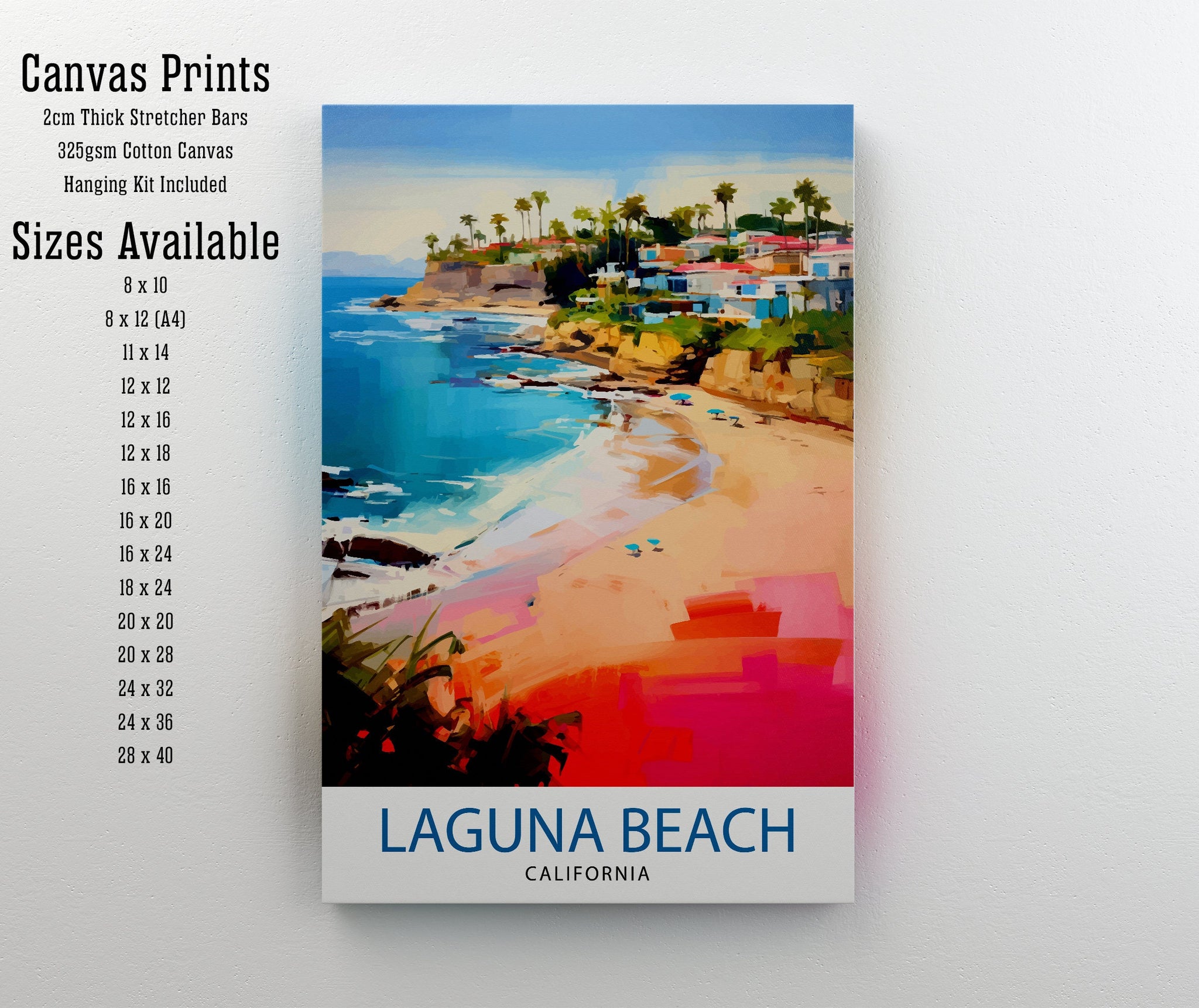 Laguna Beach California Travel Print| Wall Decor Laguna Beach Wall Decor Laguna Beach Home Living Decor Laguna Beach Illustration Travel
