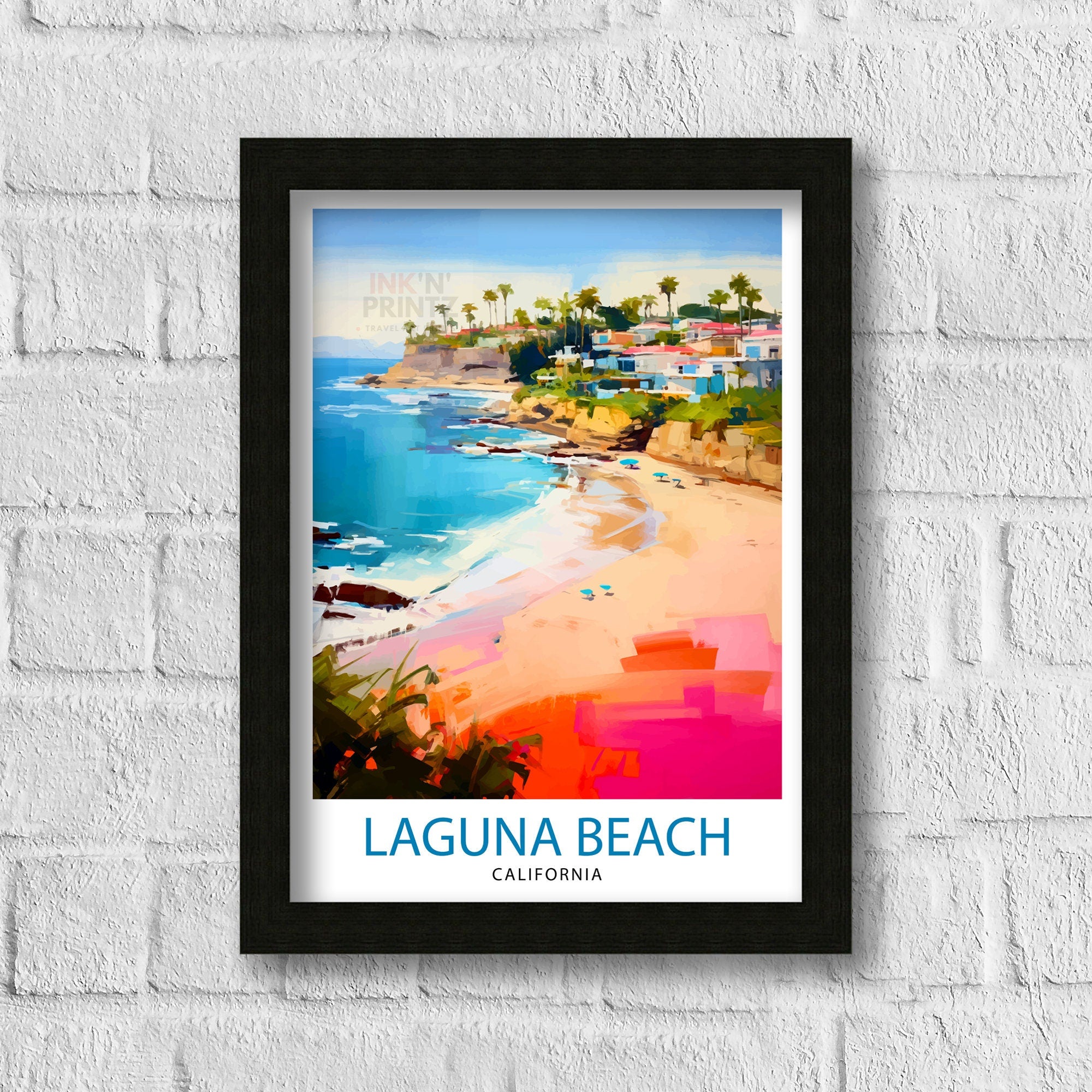 Laguna Beach California Travel Print| Wall Decor Laguna Beach Wall Decor Laguna Beach Home Living Decor Laguna Beach Illustration Travel