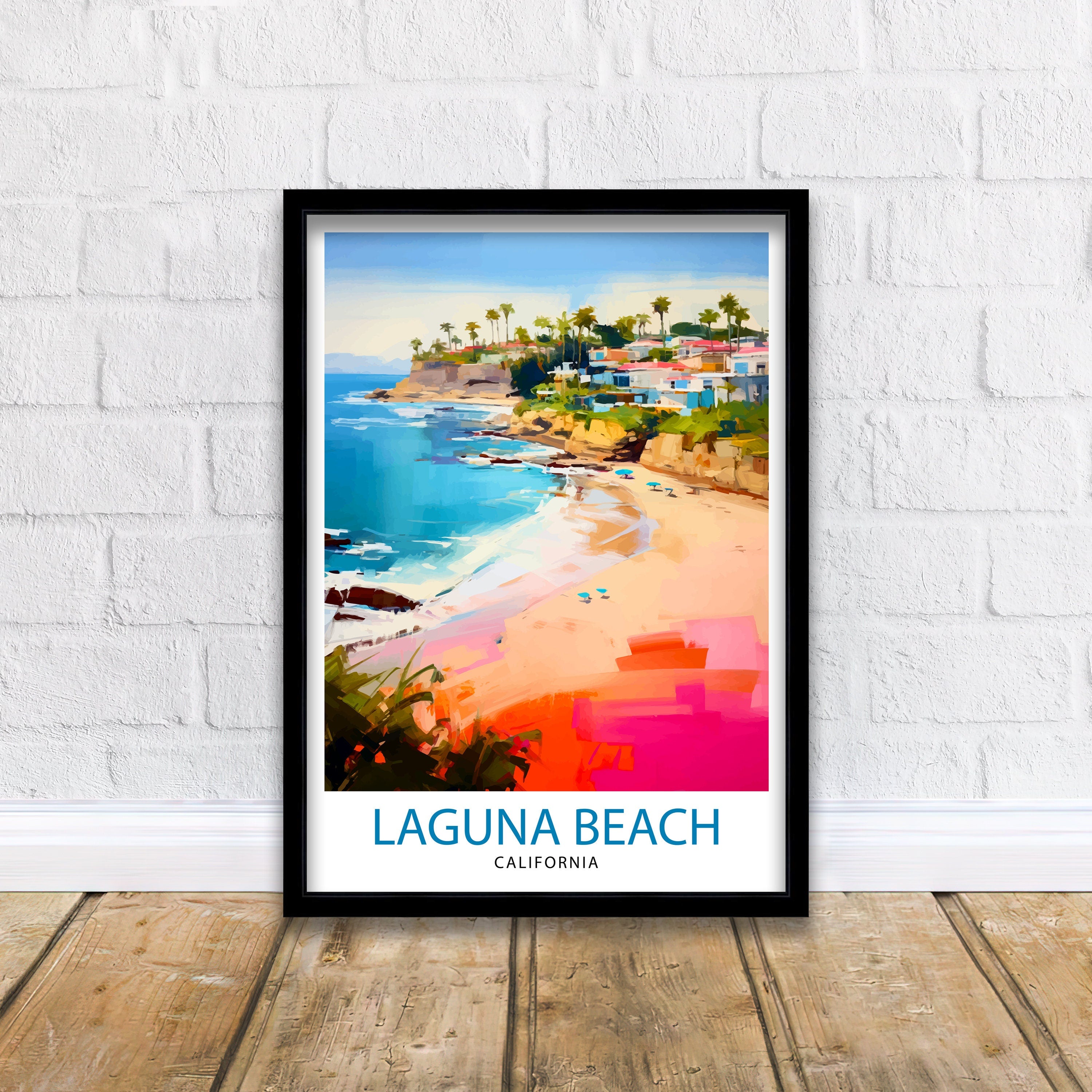 Laguna Beach California Travel Print| Wall Decor Laguna Beach Wall Decor Laguna Beach Home Living Decor Laguna Beach Illustration Travel