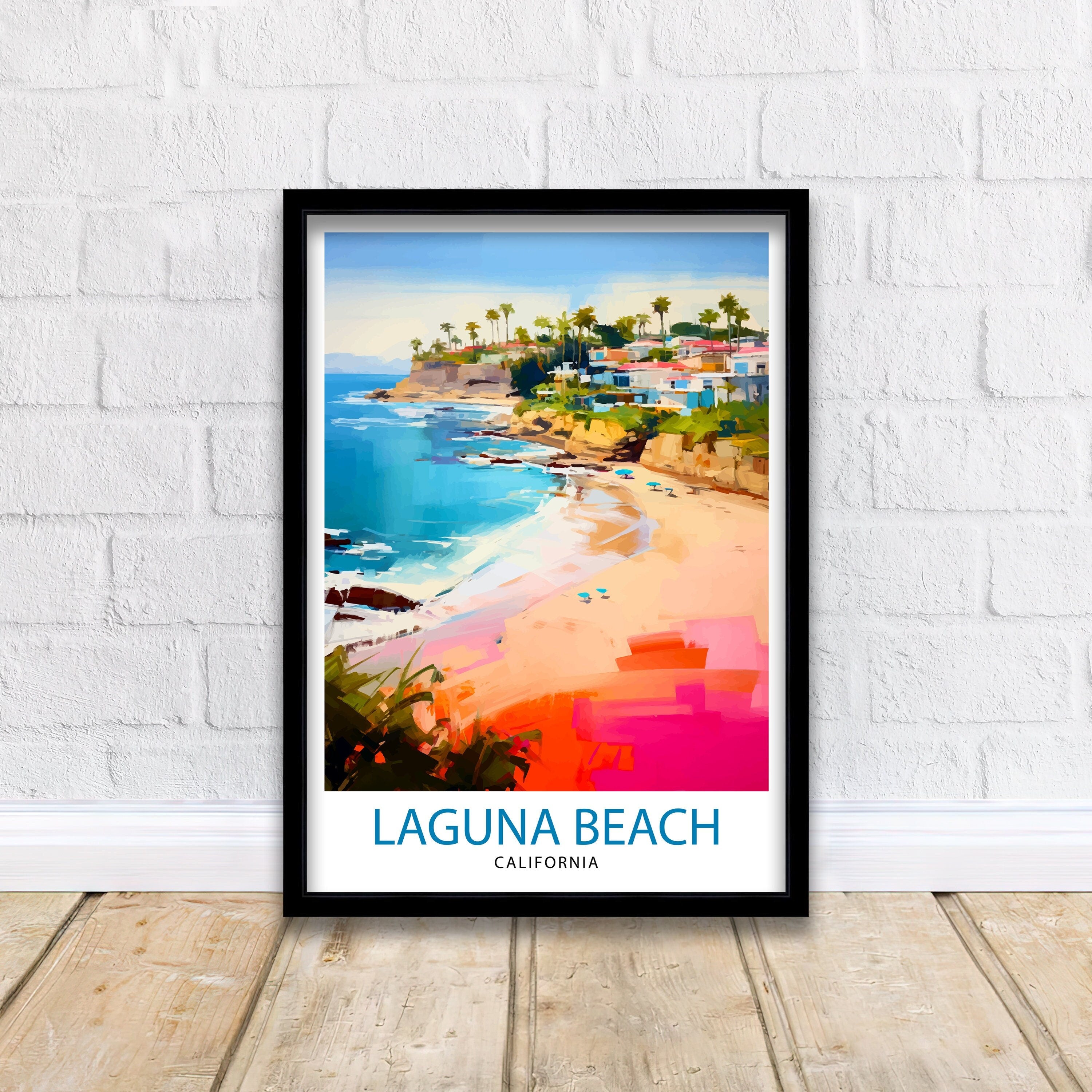 Laguna Beach California Travel Print| Wall Decor Laguna Beach Wall Decor Laguna Beach Home Living Decor Laguna Beach Illustration Travel